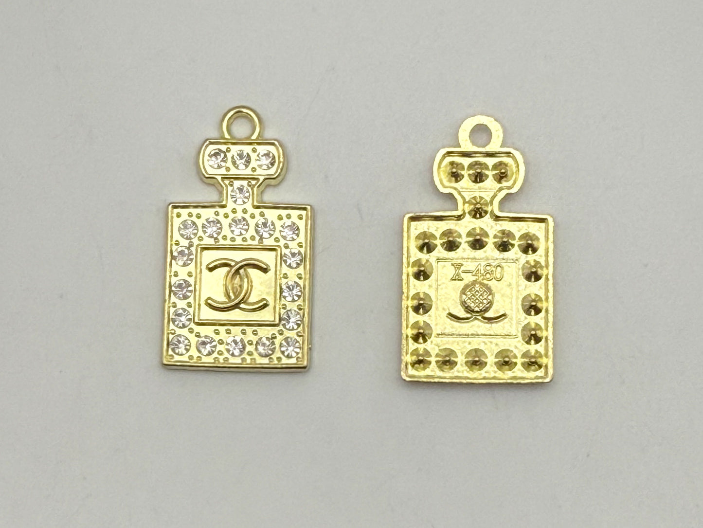 Gold CC Designer Perfume Bottle Design Metal DIY Charms