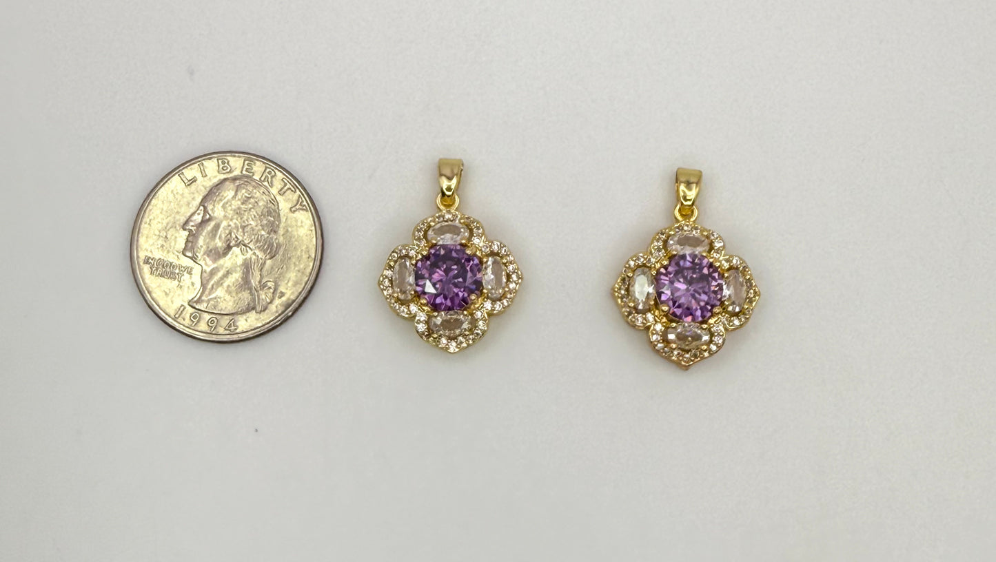 High Quality Sparkling Zircon Gold Clover Pendants