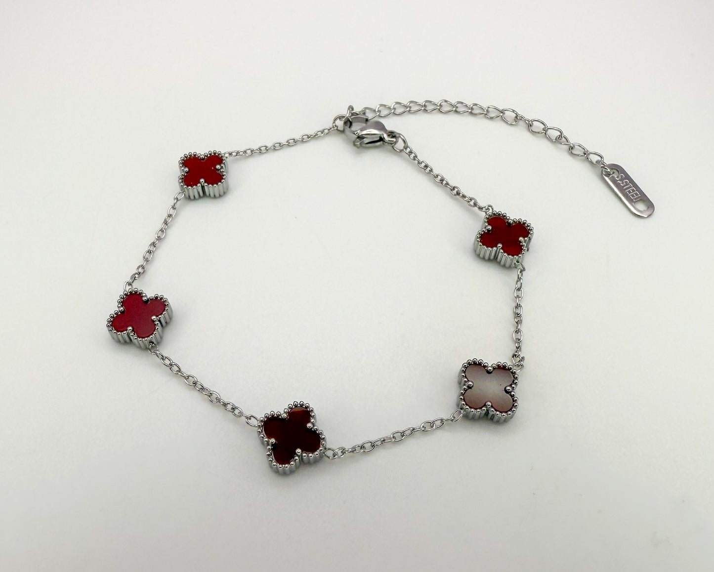 Mini Silver Clover Chain Link Adjustable Bracelets