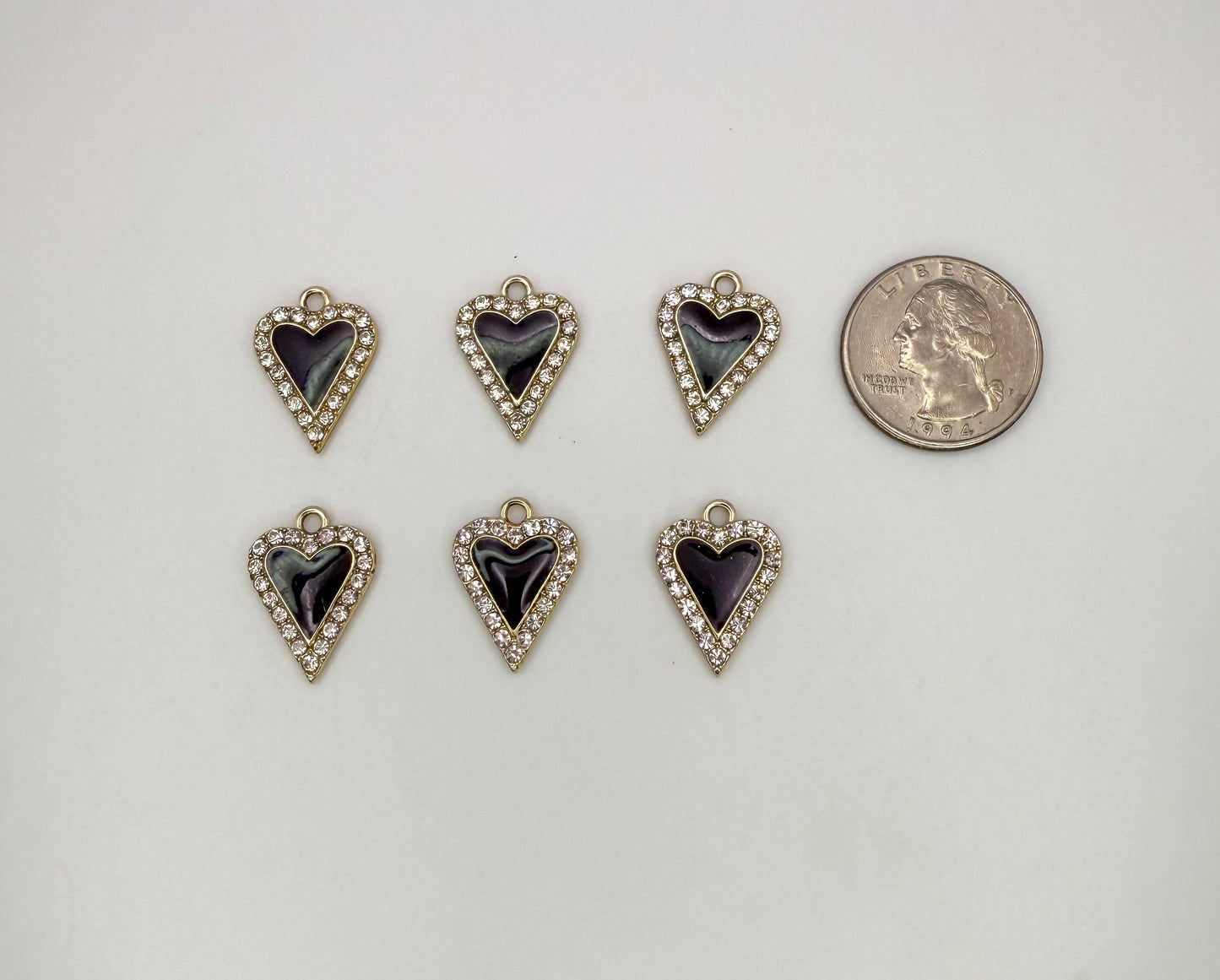 Black & Gold Heart DIY Charms