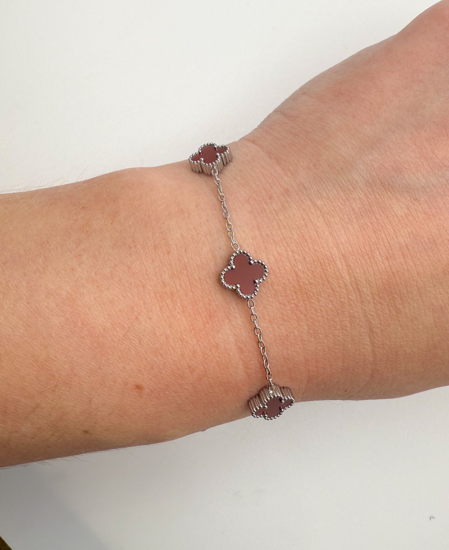 Mini Silver Clover Chain Link Adjustable Bracelets