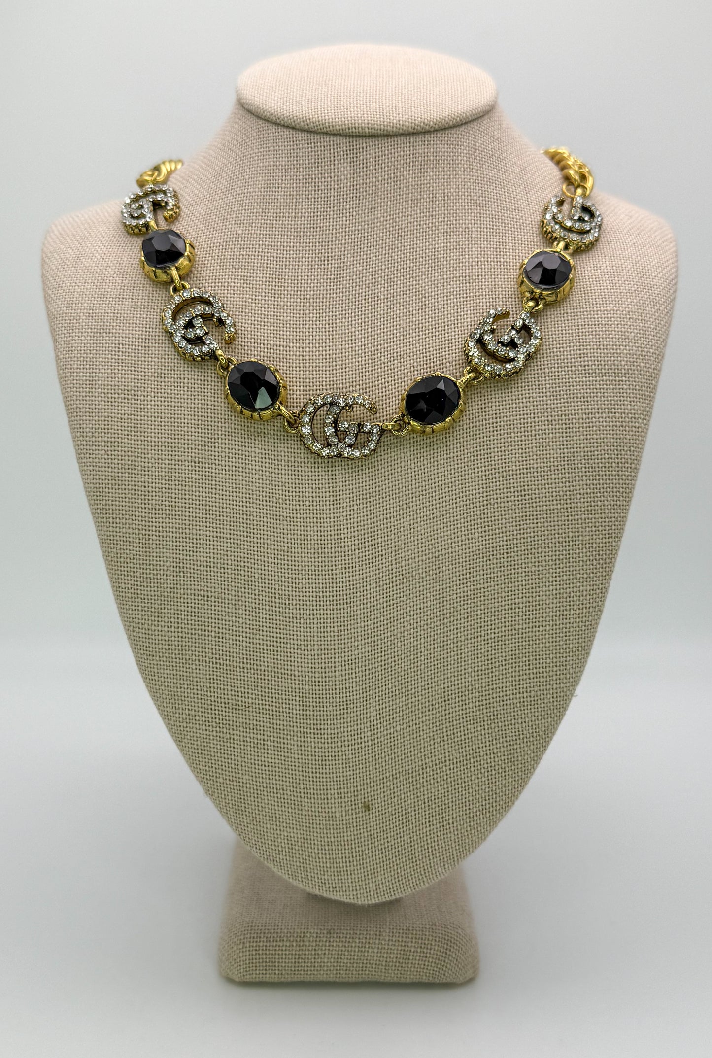 Bold n Gold Gucci Designer Matching Necklace and Earrings Jewelry Set