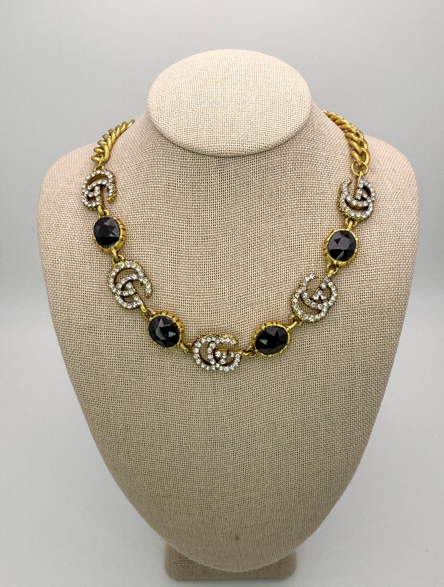 Bold n Gold Gucci Designer Matching Necklace and Earrings Jewelry Set