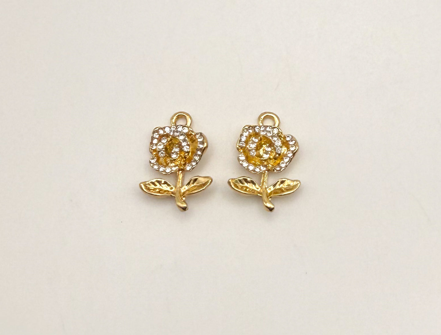 Gold Sparkling Rose DIY Charm