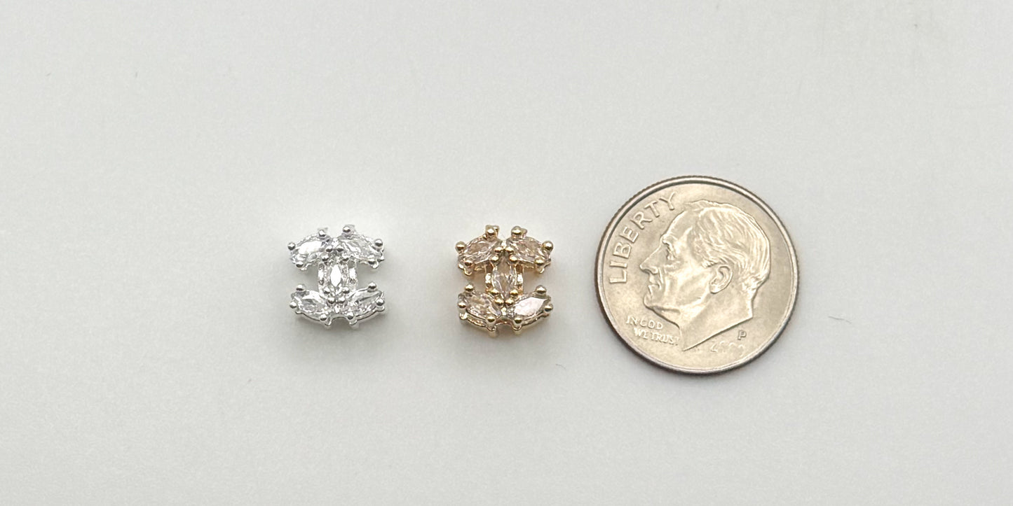 Mini CC Zircon Gold or Silver DIY Metal Spacer Charm Bead