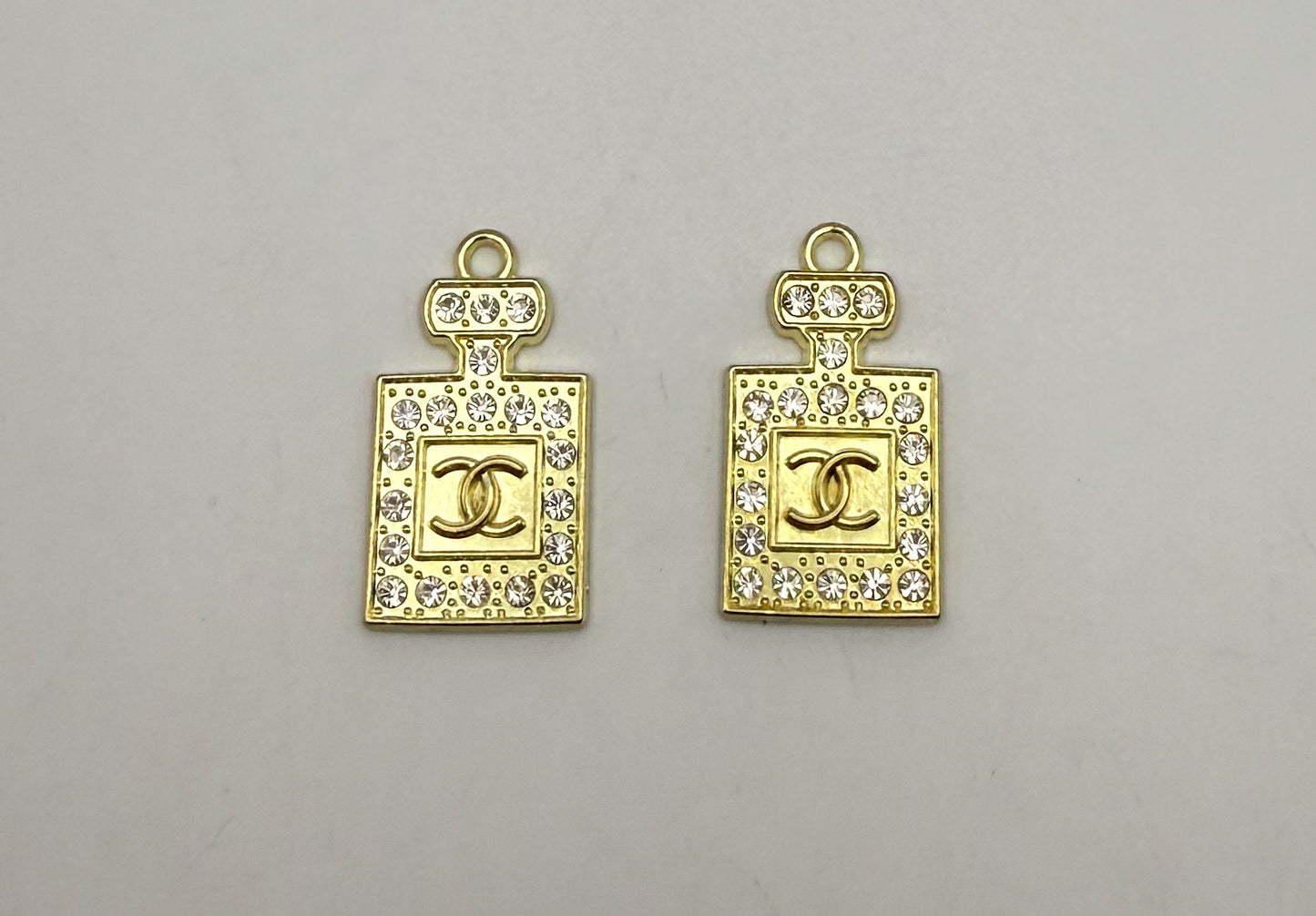 Gold CC Designer Perfume Bottle Design Metal DIY Charms