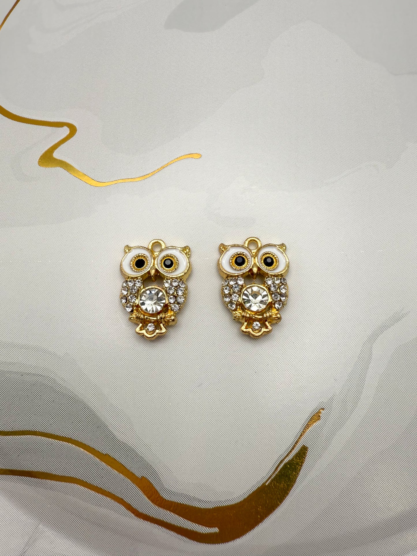 Sparkling Gold Owl DIY Metal Charm