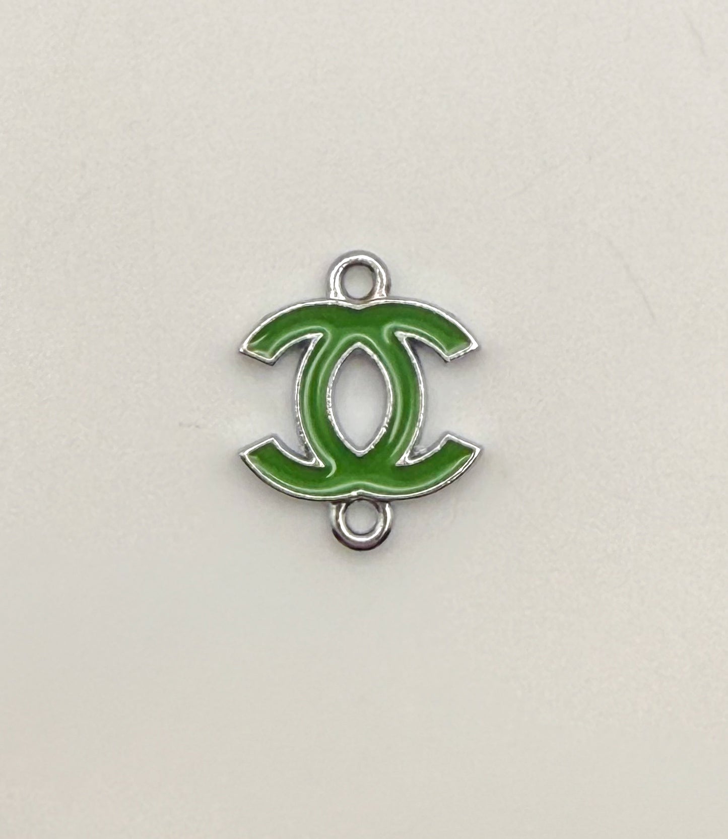 Colorful Enameled Silver CC Designer Connector Metal Charms