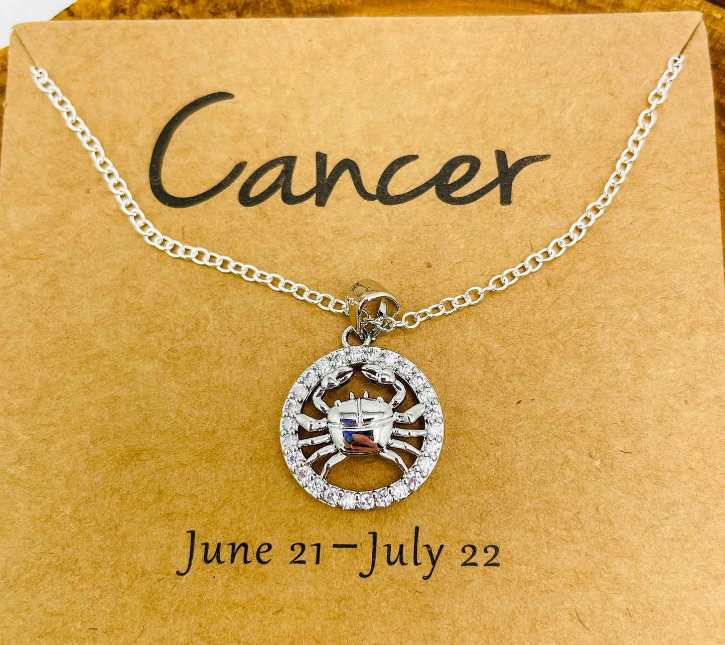 Zodiac Sign Bling Necklaces- S925 Sterling Silver or 14k Gold Overlay
