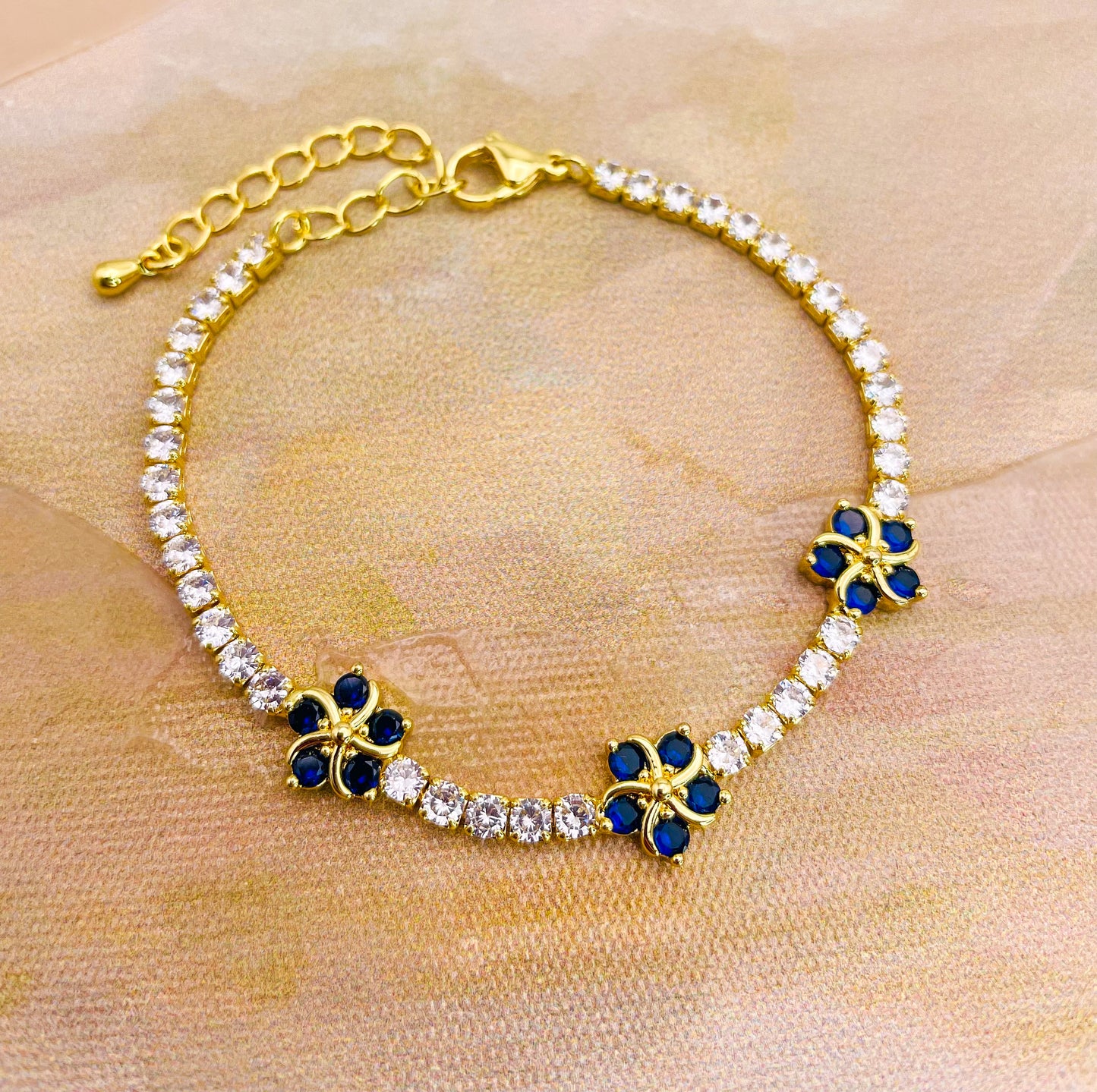 Swarovski Crystals Flower Blossom Gold Bracelet