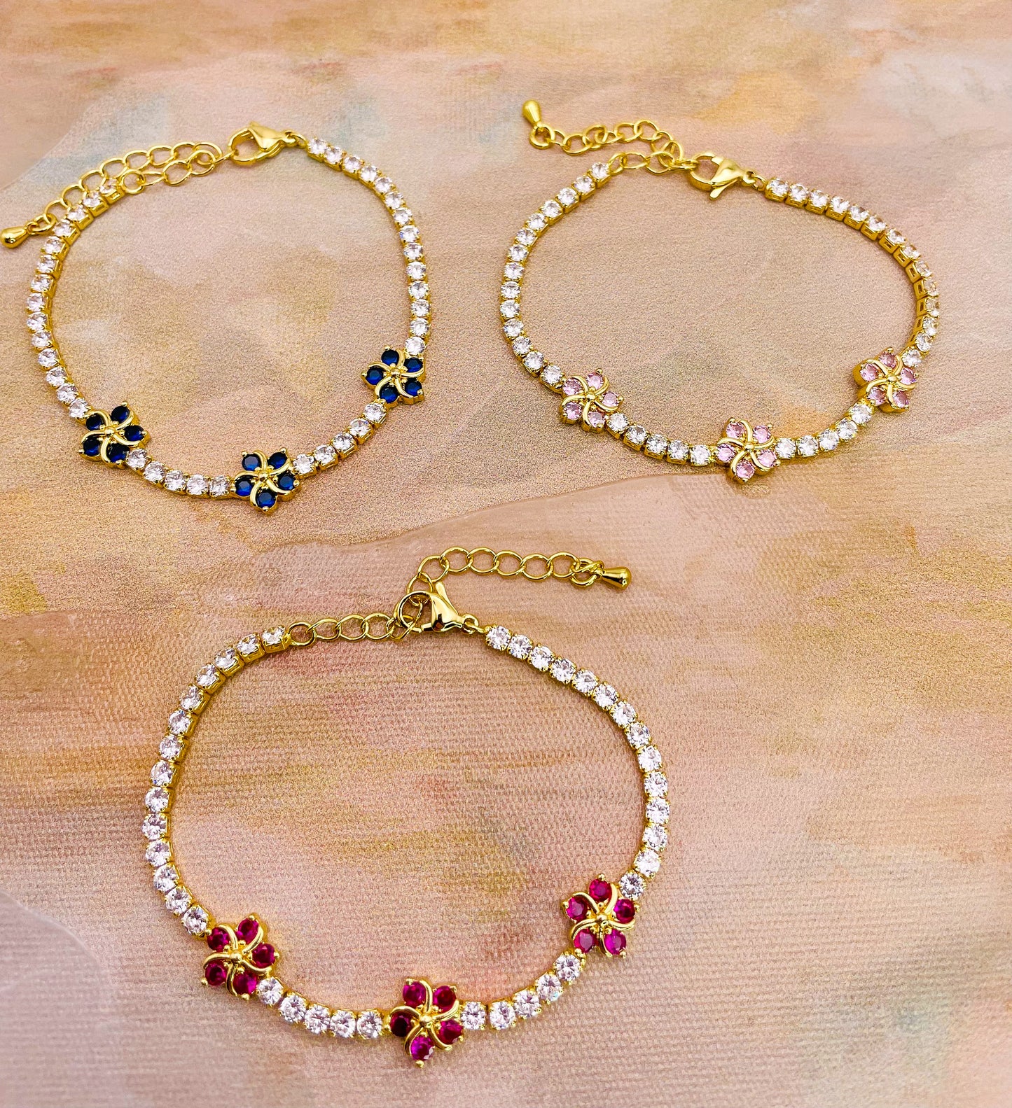 Swarovski Crystals Flower Blossom Gold Bracelet