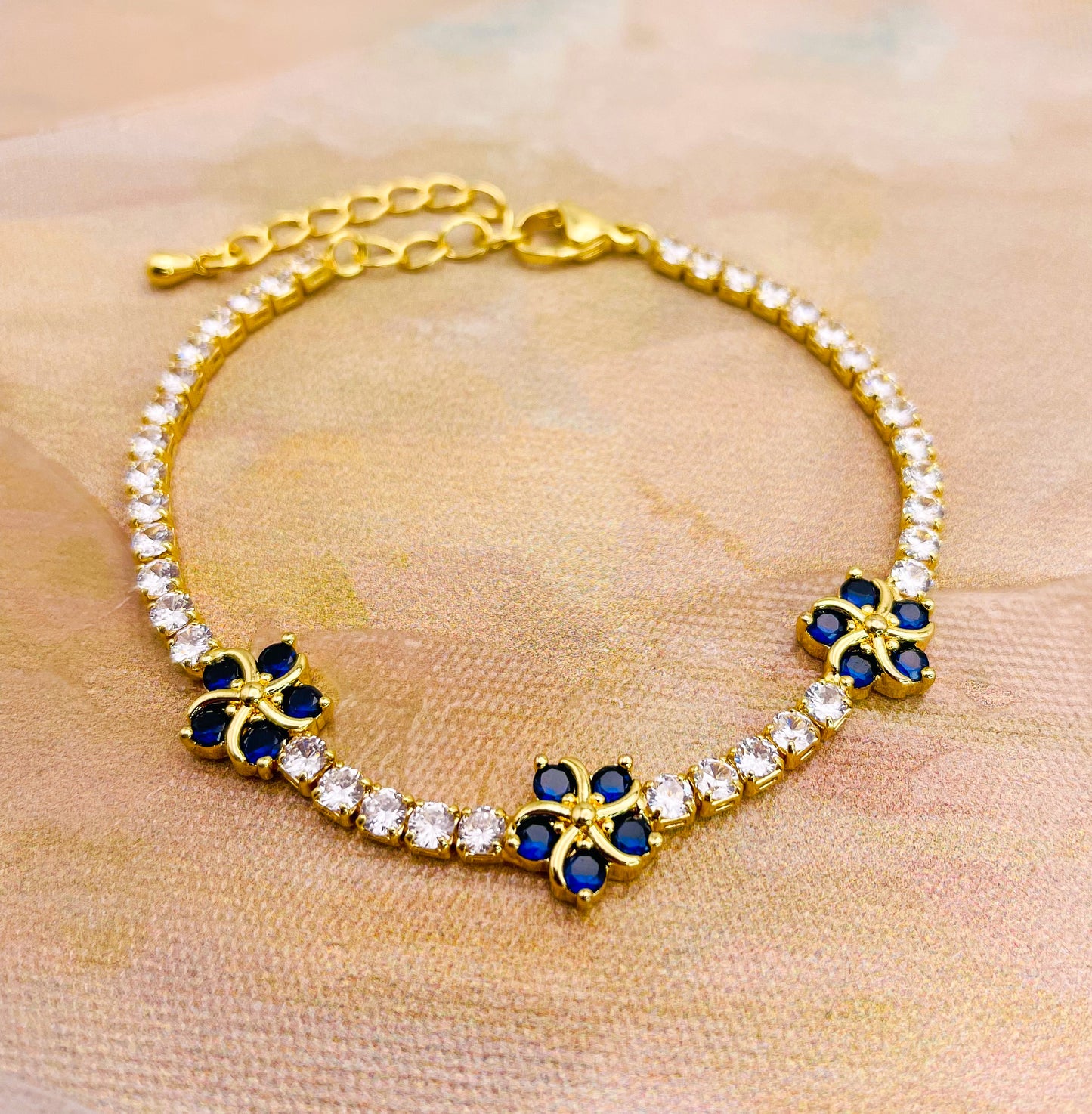 Swarovski Crystals Flower Blossom Gold Bracelet