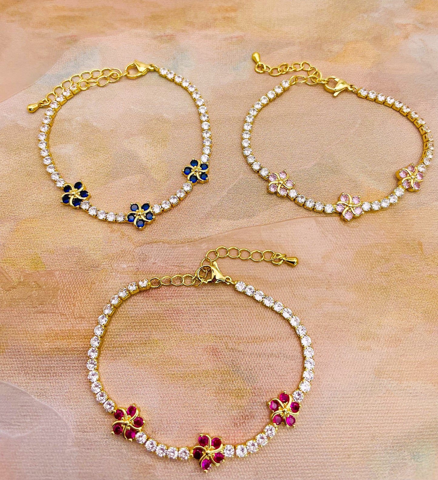 Swarovski Crystals Flower Blossom Gold Bracelet