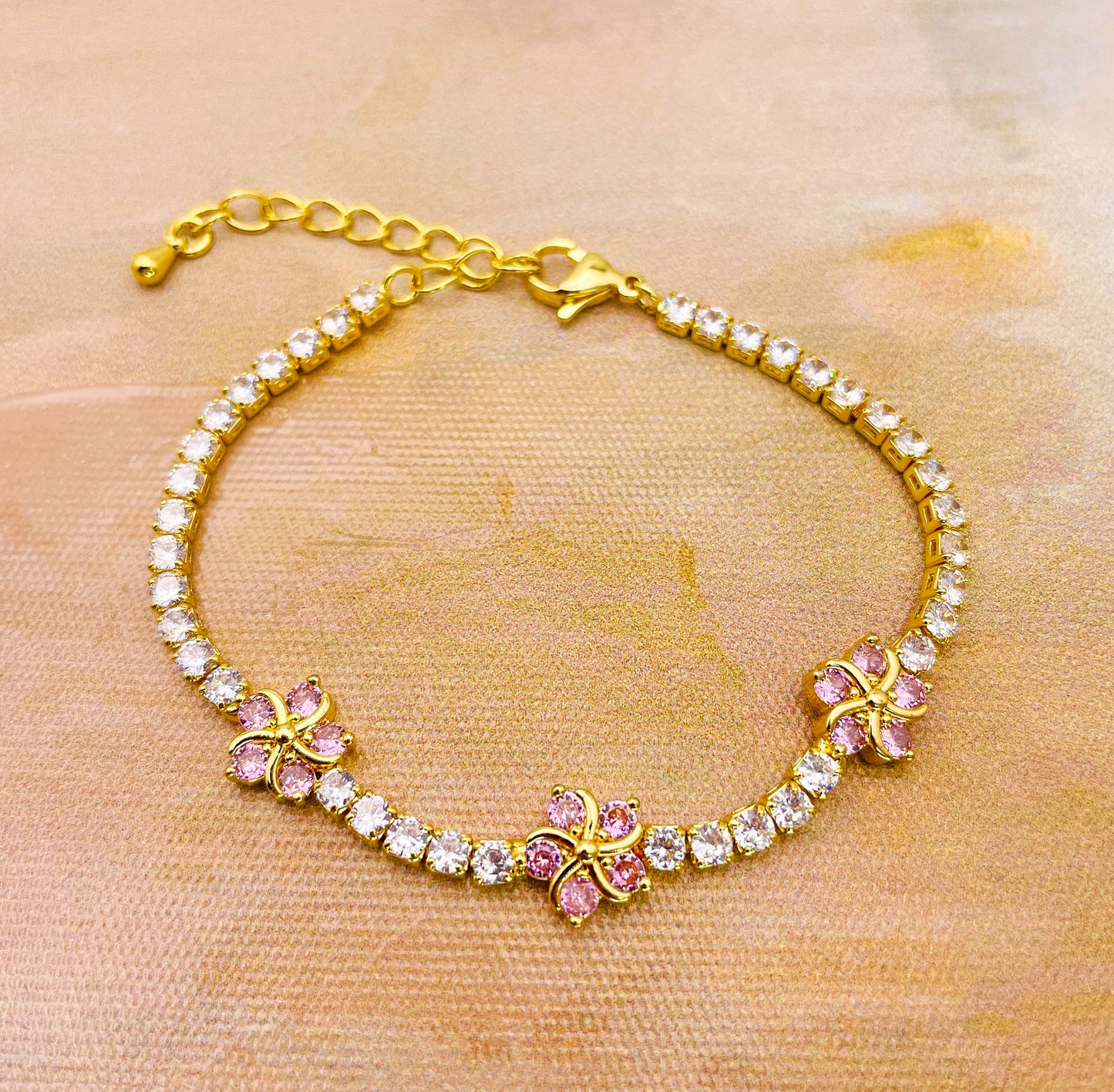 Swarovski Crystals Flower Blossom Gold Bracelet