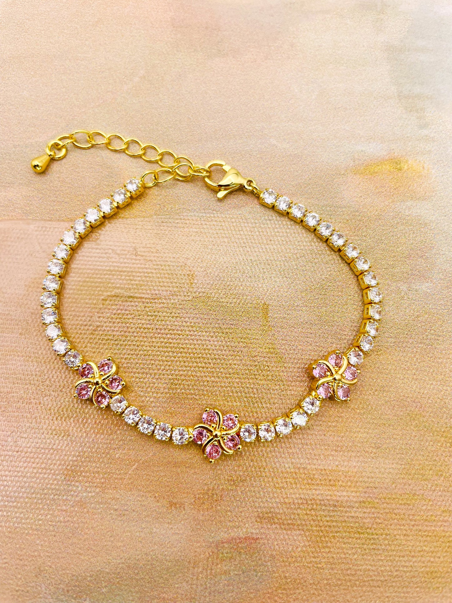 Swarovski Crystals Flower Blossom Gold Bracelet