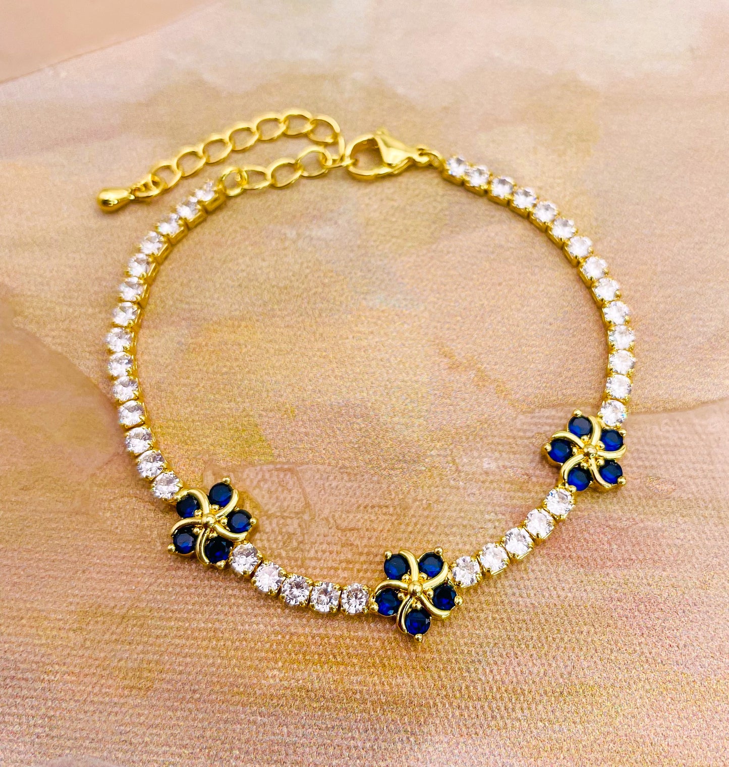 Swarovski Crystals Flower Blossom Gold Bracelet