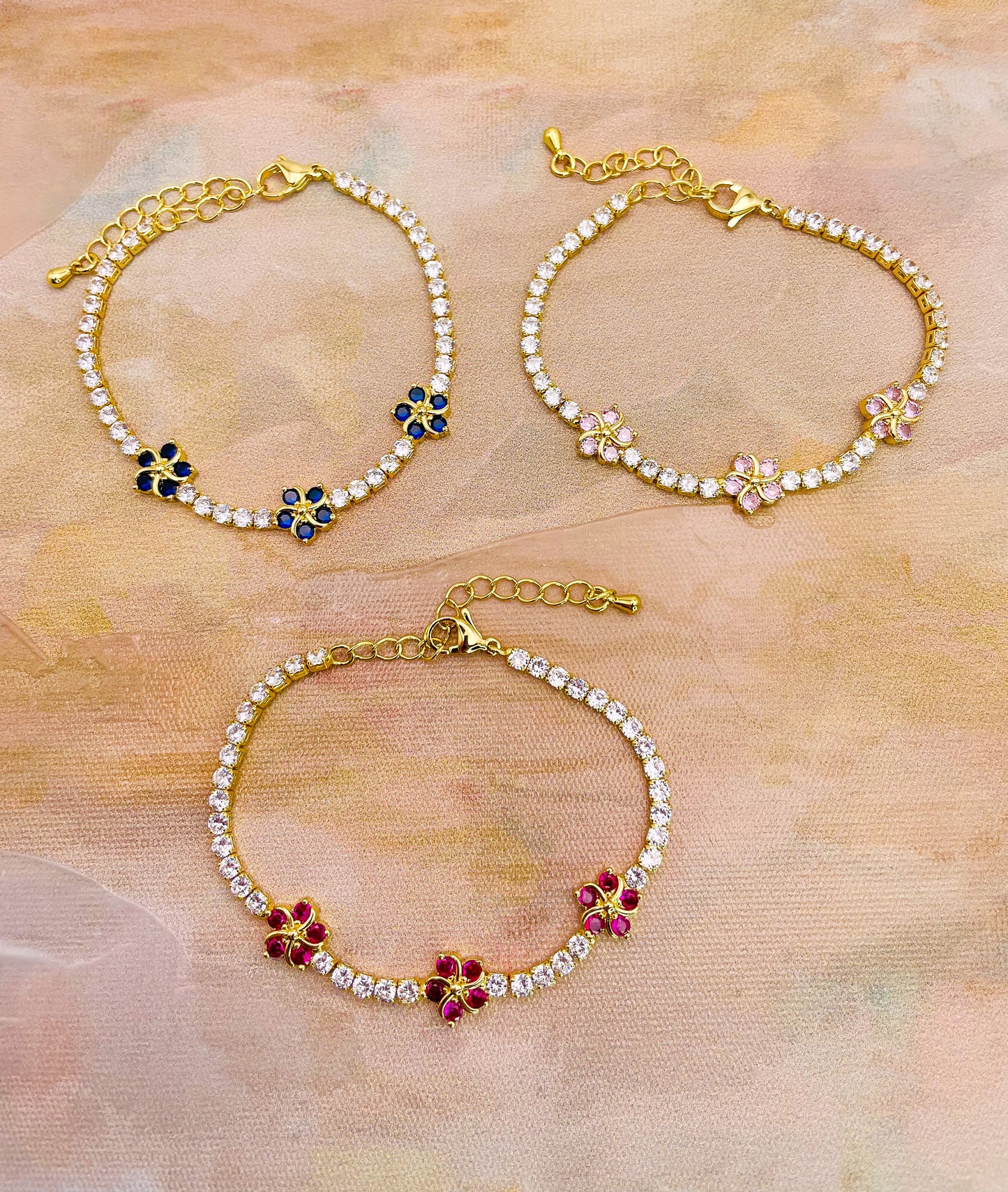 Swarovski Crystals Flower Blossom Gold Bracelet