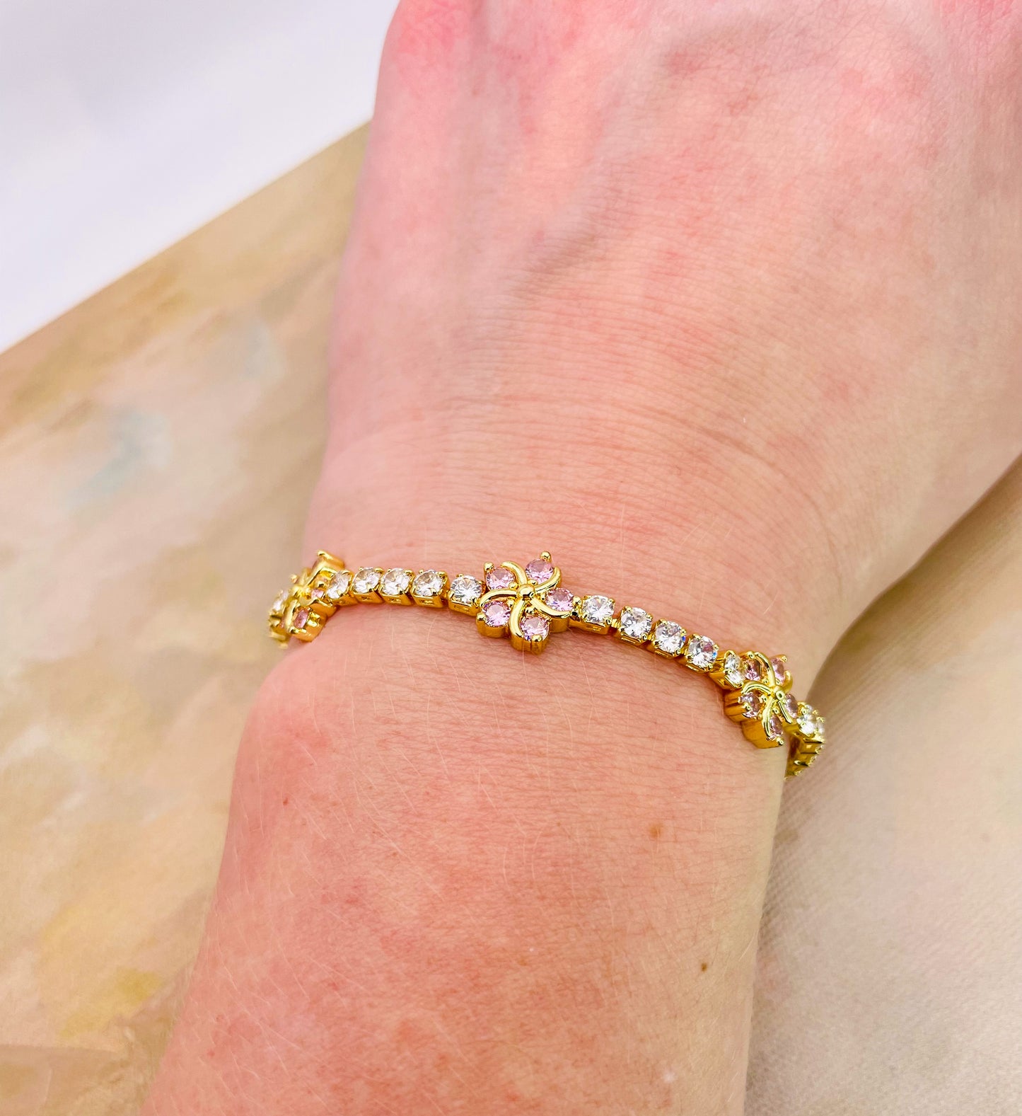 Swarovski Crystals Flower Blossom Gold Bracelet