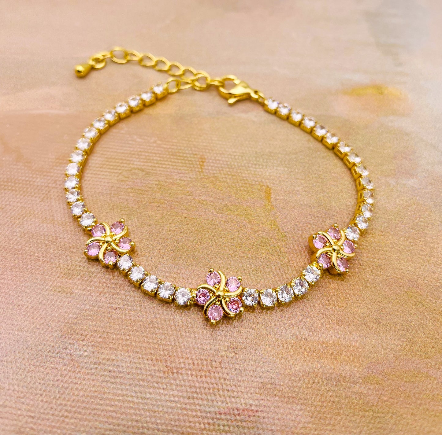Swarovski Crystals Flower Blossom Gold Bracelet