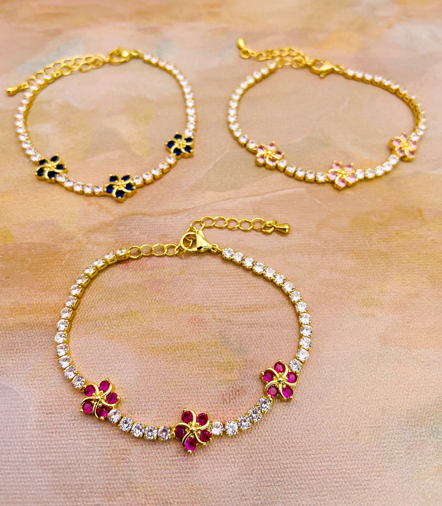 Swarovski Crystals Flower Blossom Gold Bracelet