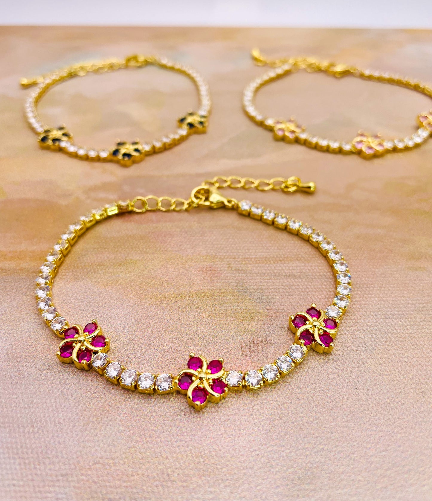Swarovski Crystals Flower Blossom Gold Bracelet