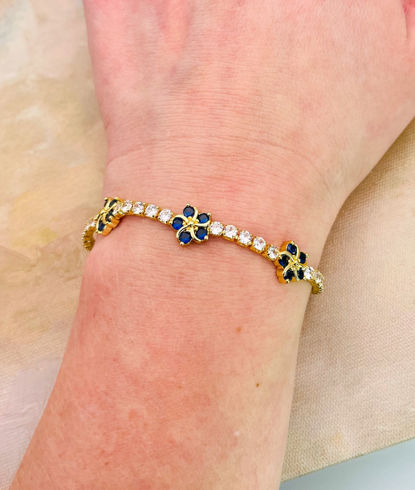 Swarovski Crystals Flower Blossom Gold Bracelet