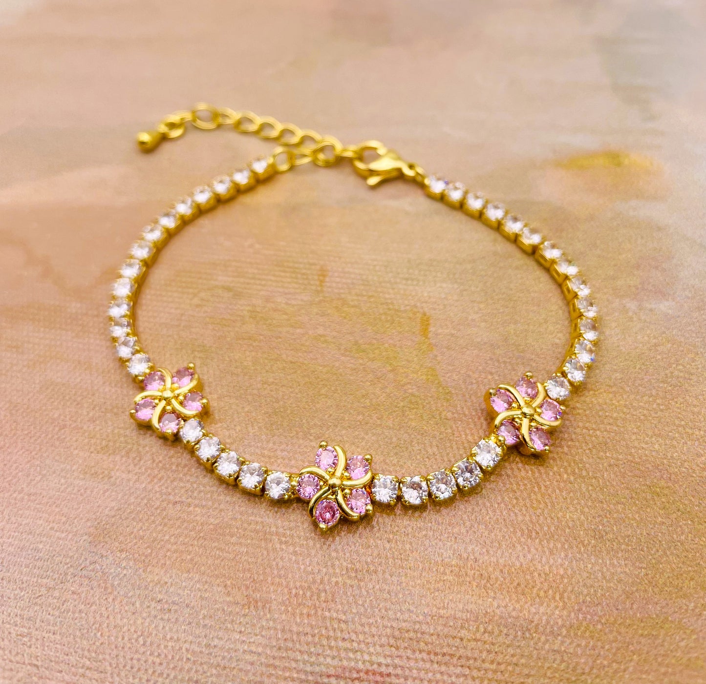 Swarovski Crystals Flower Blossom Gold Bracelet