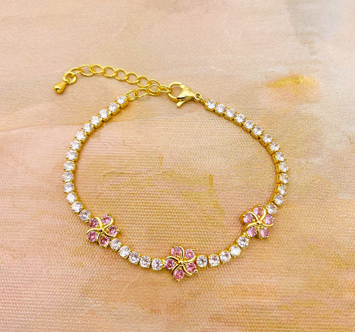 Swarovski Crystals Flower Blossom Gold Bracelet