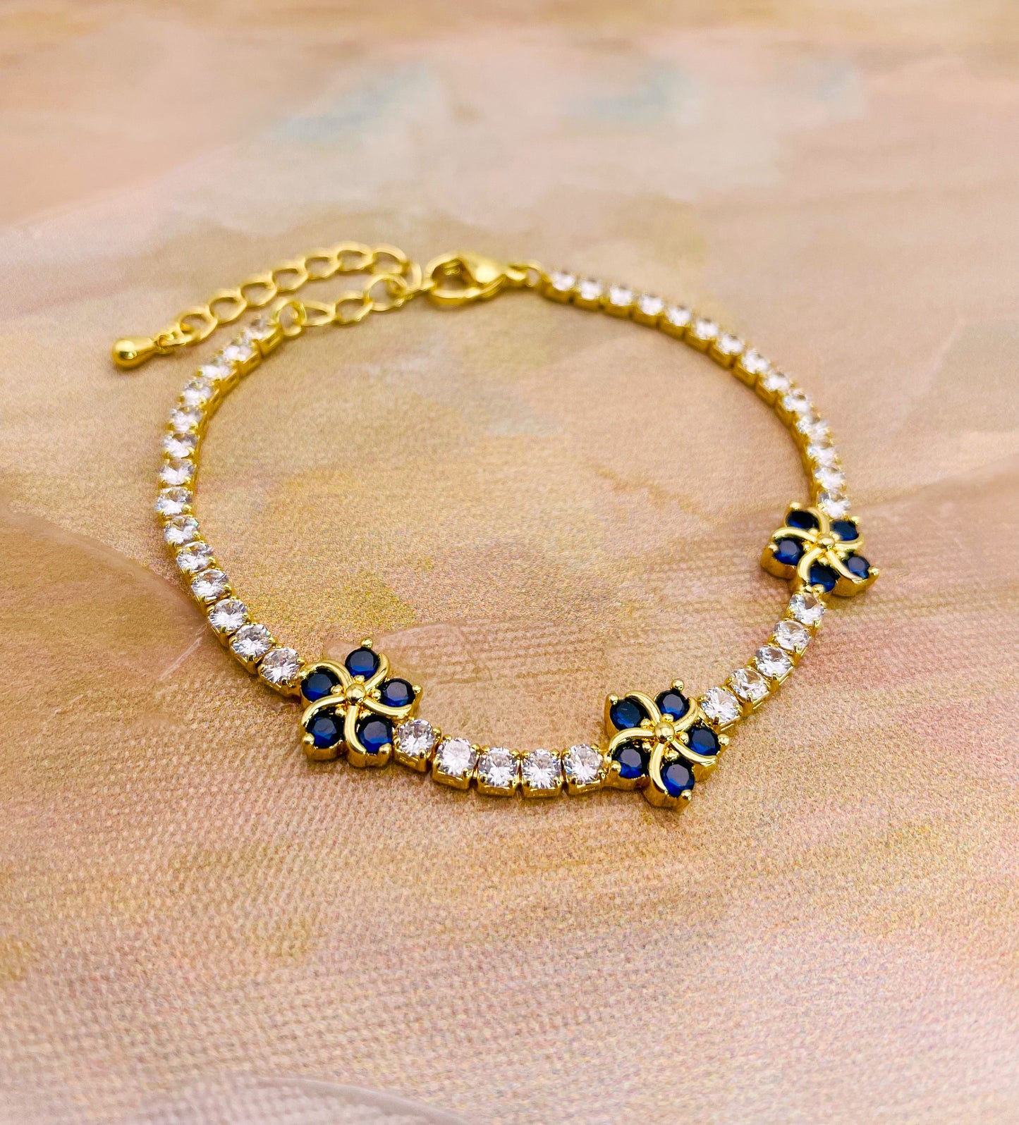 Swarovski Crystals Flower Blossom Gold Bracelet