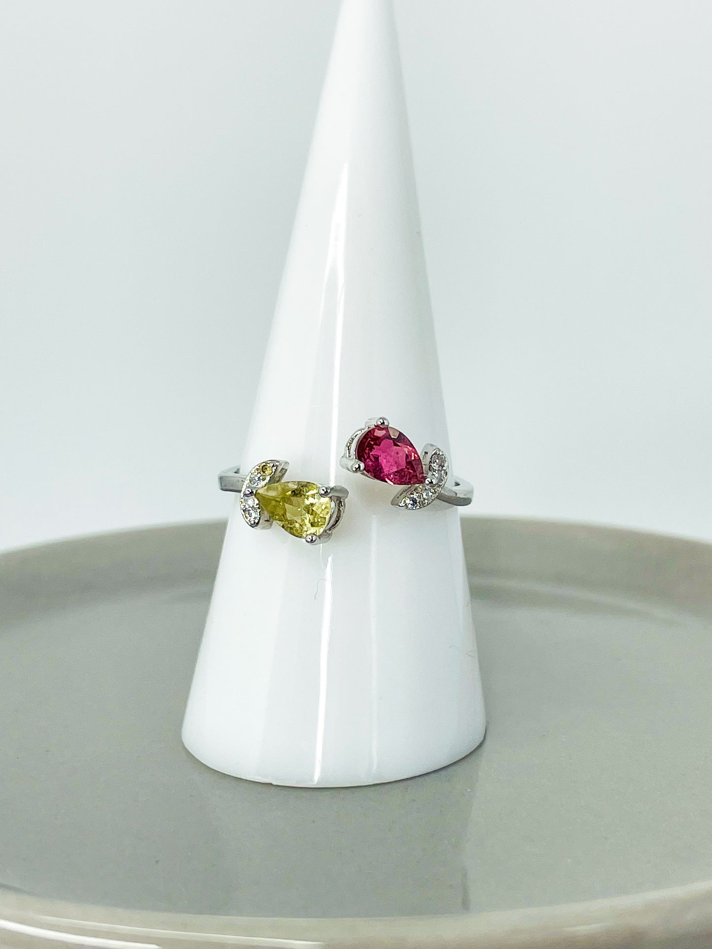 Sterling Silver Natural Tourmaline Petal Wrap Ring