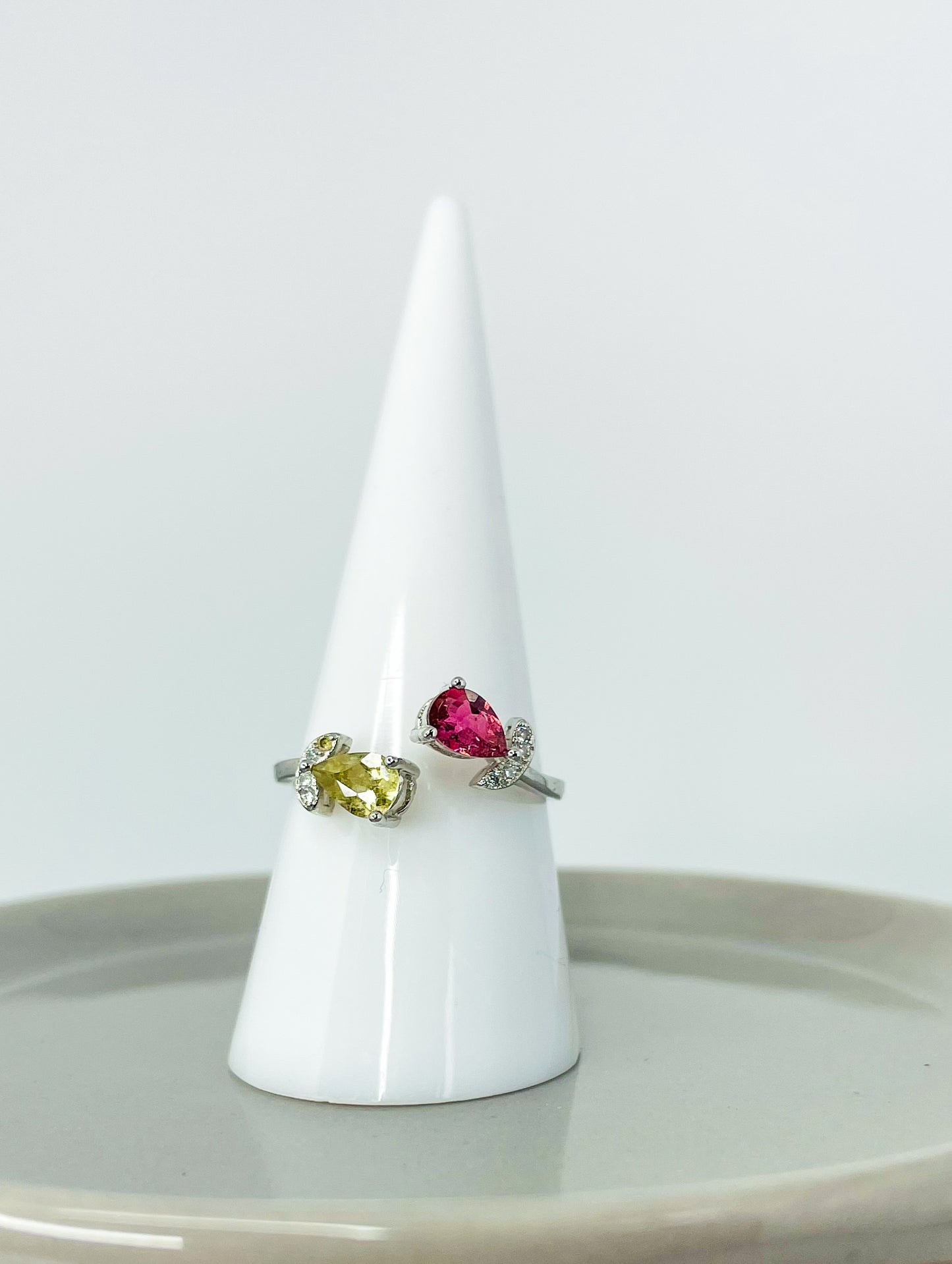 Sterling Silver Natural Tourmaline Petal Wrap Ring
