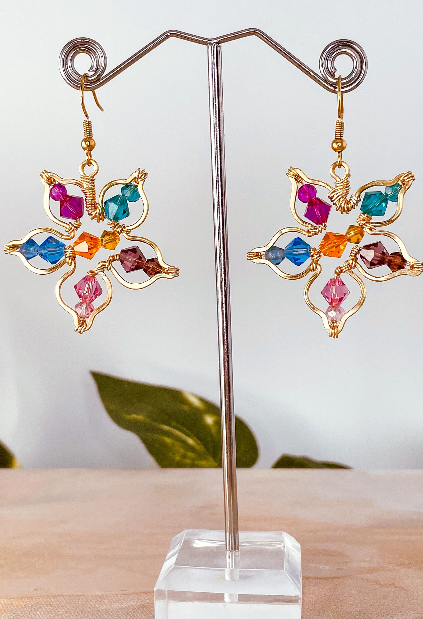 Flower Blossom Wire Wrapped Earrings