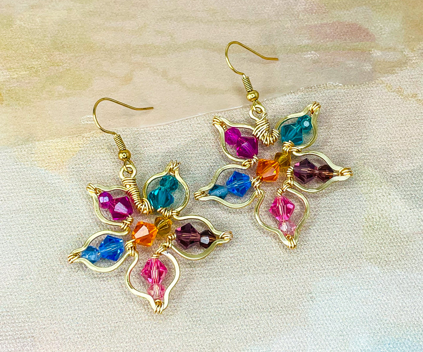 Flower Blossom Wire Wrapped Earrings