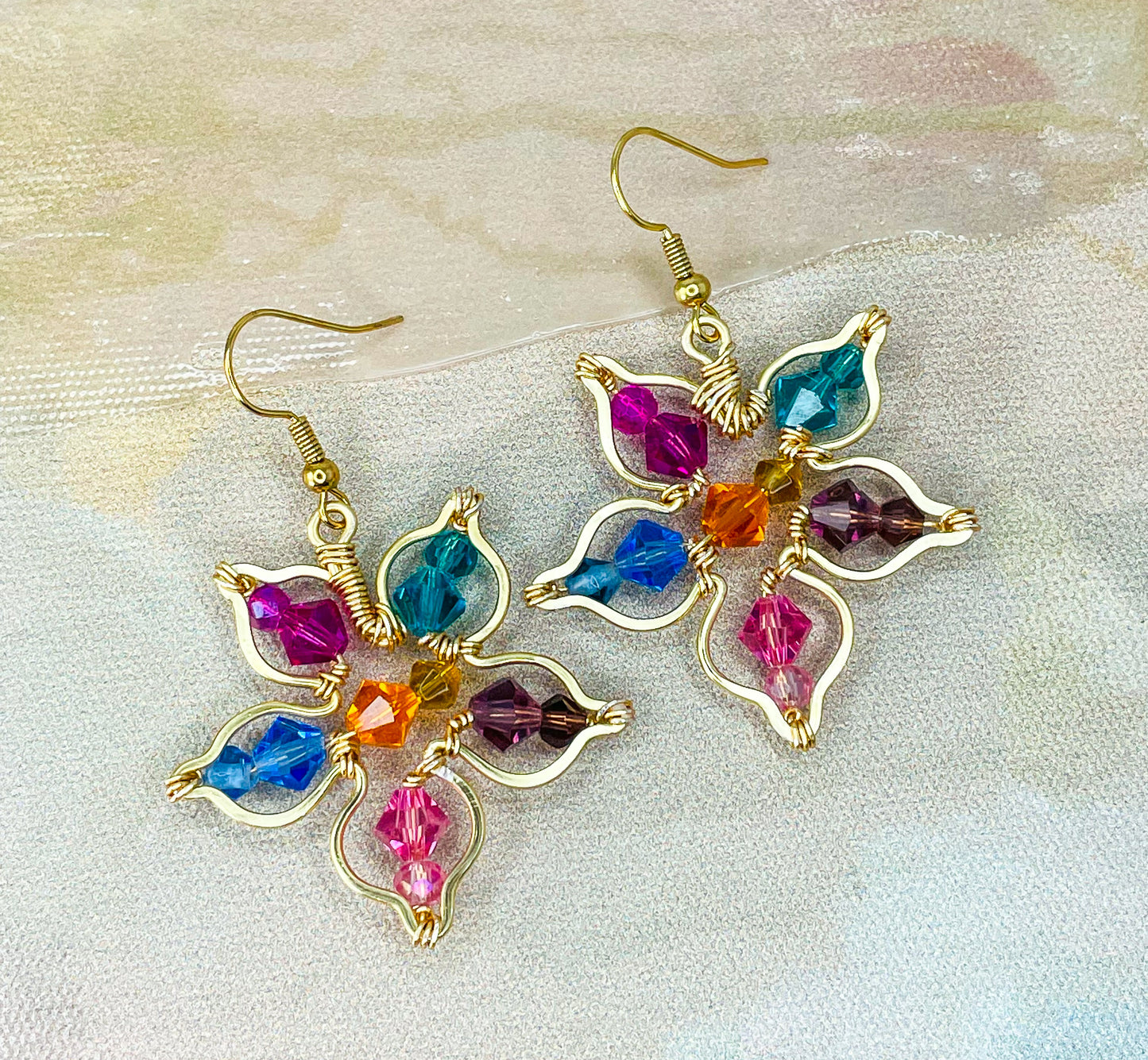 Flower Blossom Wire Wrapped Earrings