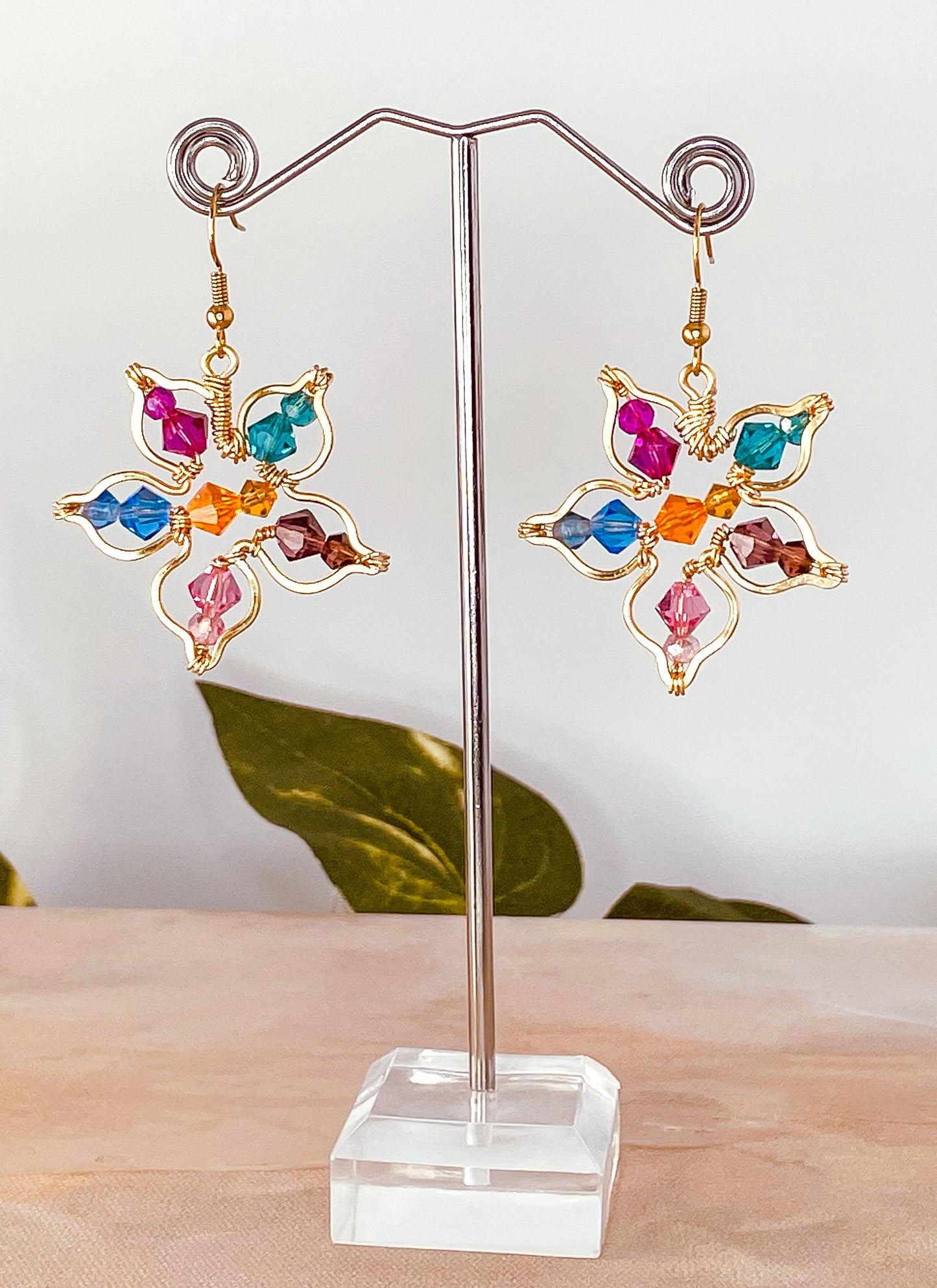 Flower Blossom Wire Wrapped Earrings