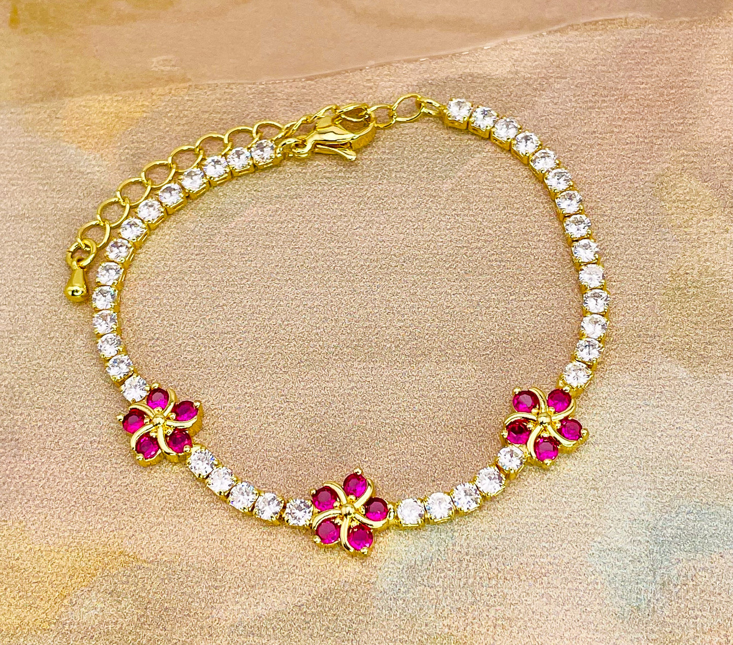 Swarovski Crystals Flower Blossom Gold Bracelet