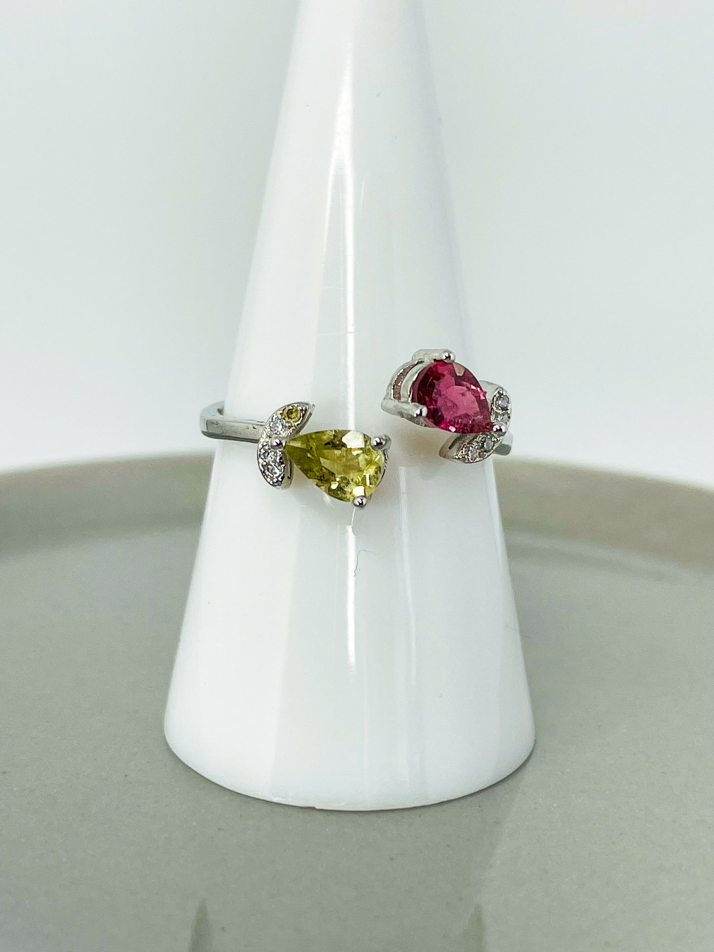 Sterling Silver Natural Tourmaline Petal Wrap Ring