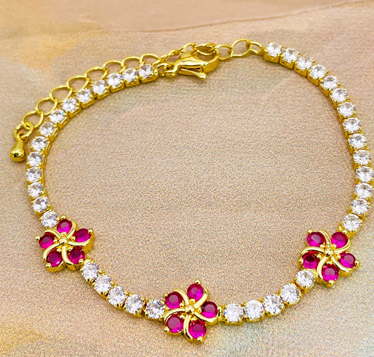 Swarovski Crystals Flower Blossom Gold Bracelet
