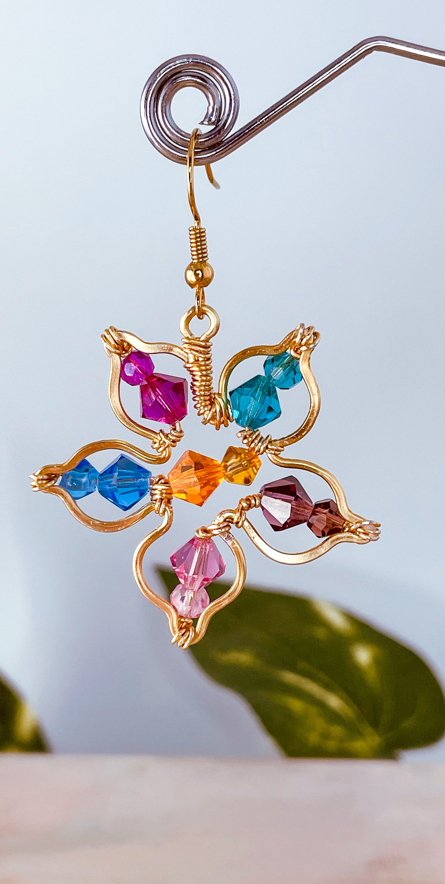 Flower Blossom Wire Wrapped Earrings