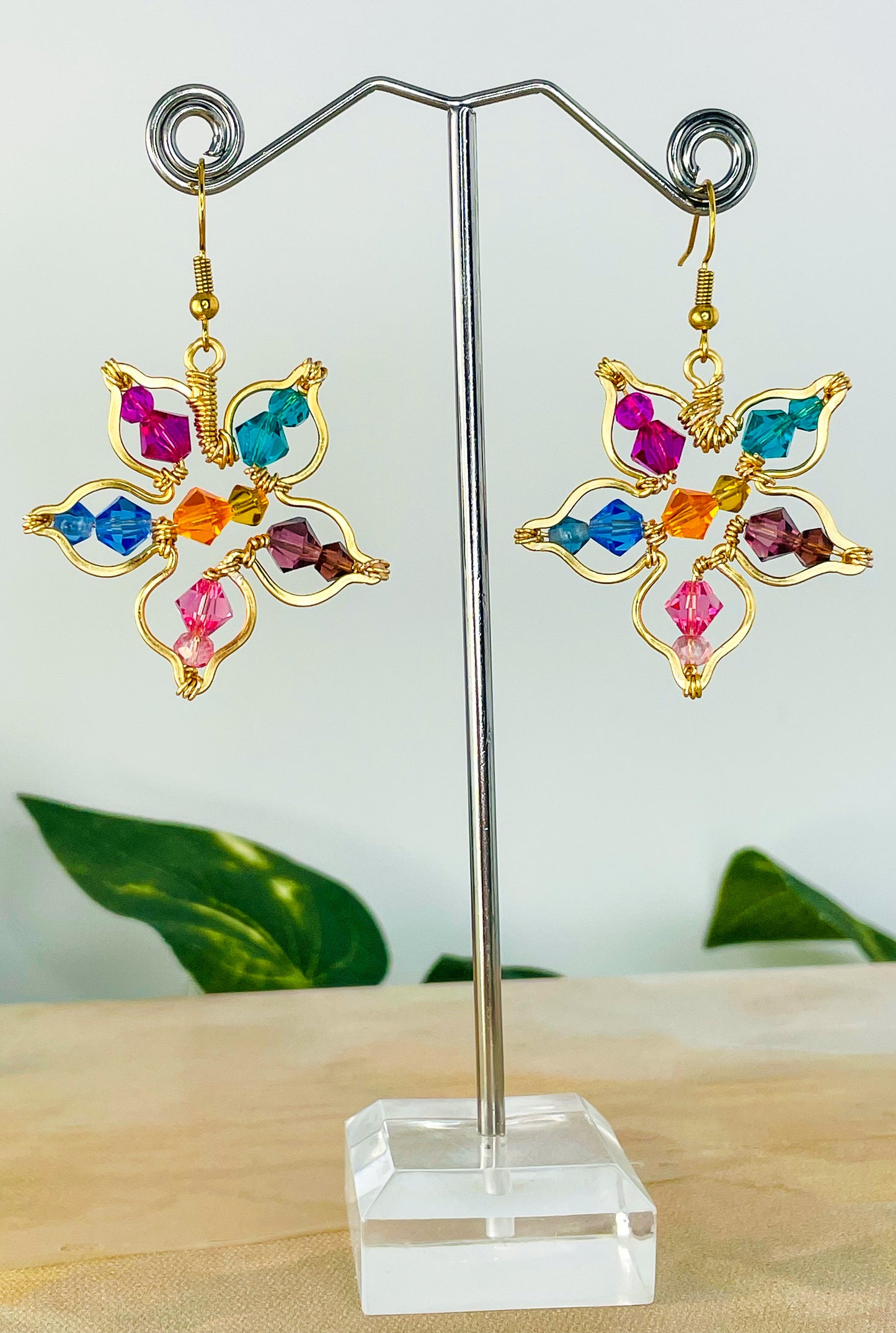 Flower Blossom Wire Wrapped Earrings