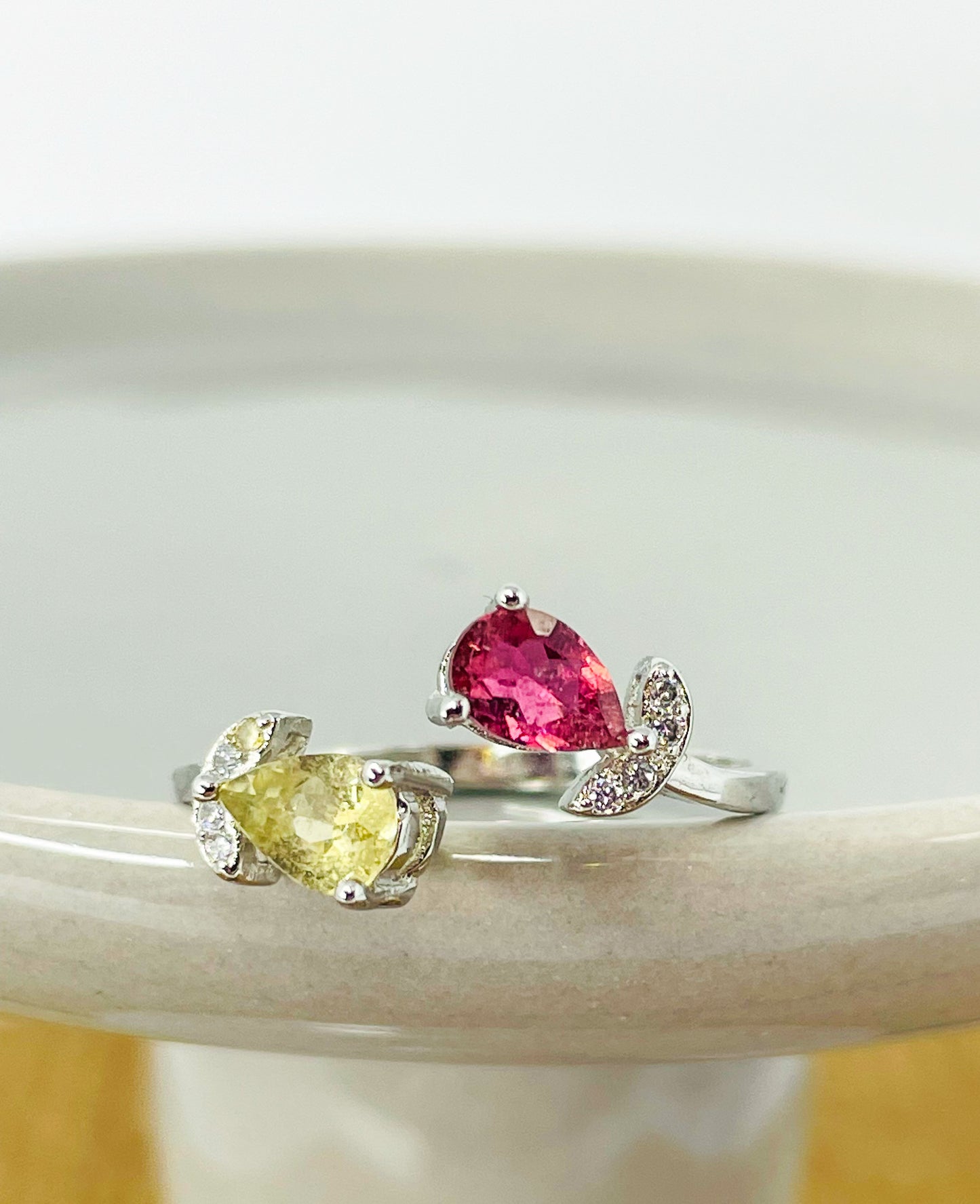 Sterling Silver Natural Tourmaline Petal Wrap Ring