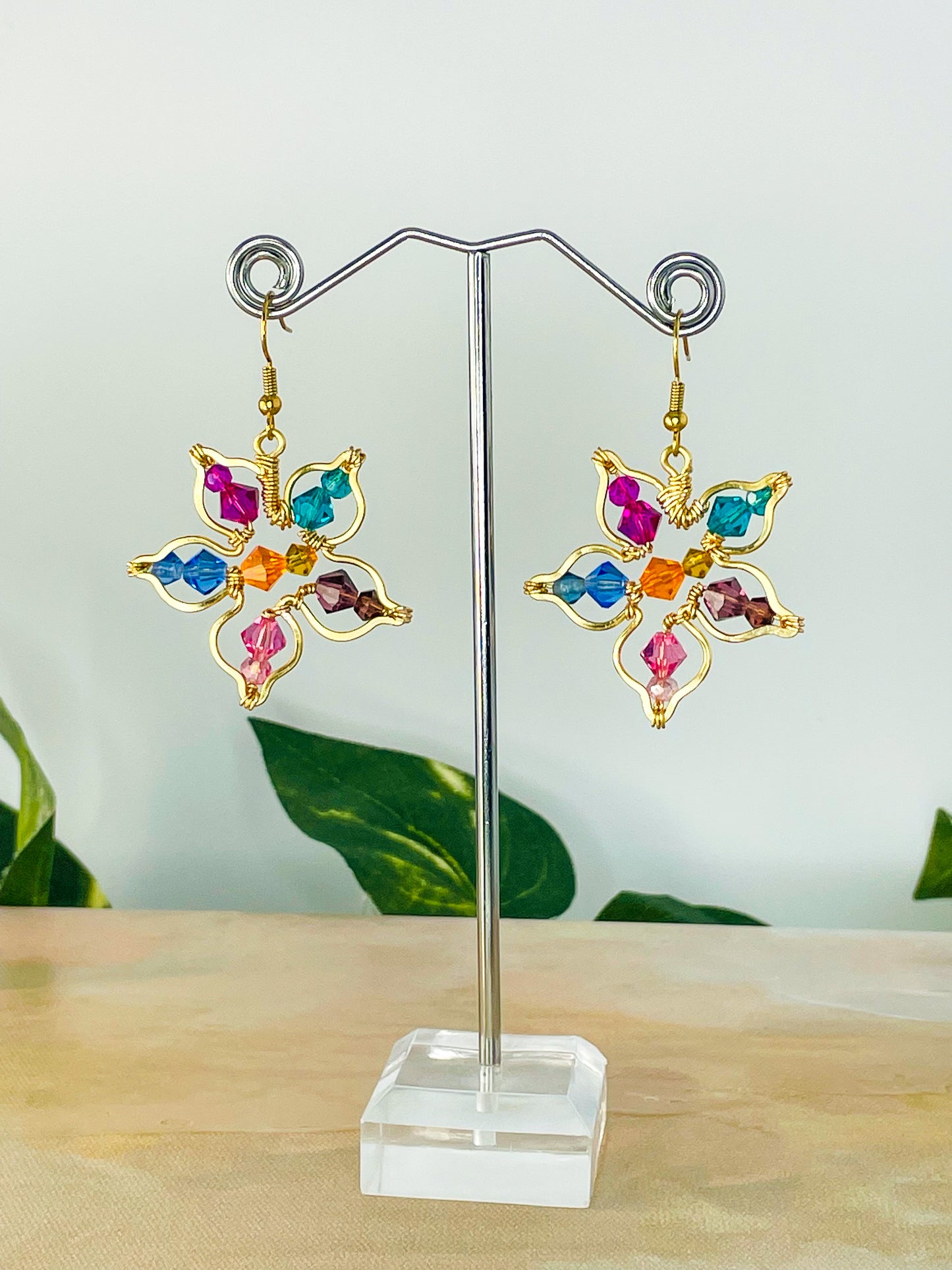Flower Blossom Wire Wrapped Earrings