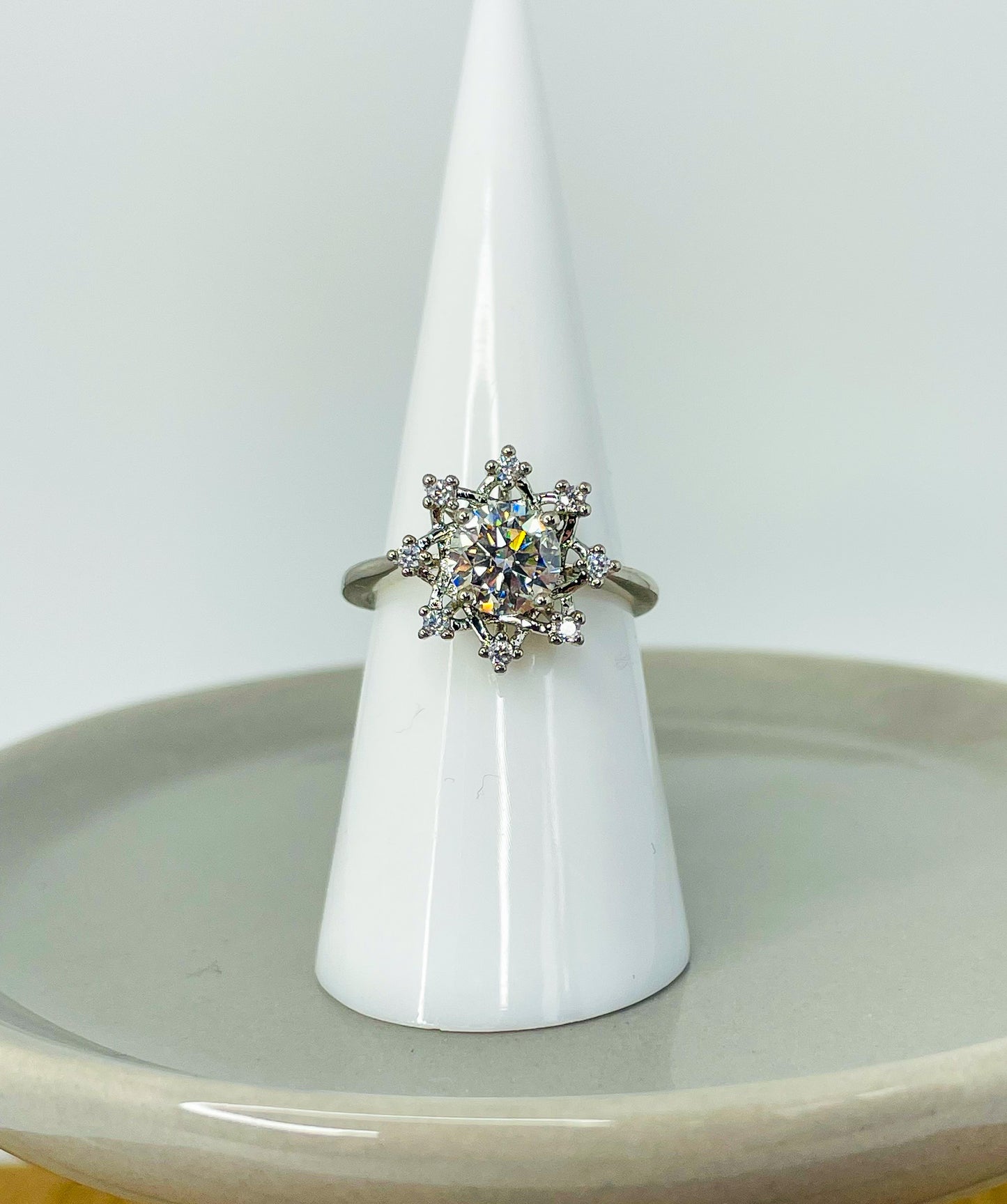 Moissanite Snowflake Silver Ring