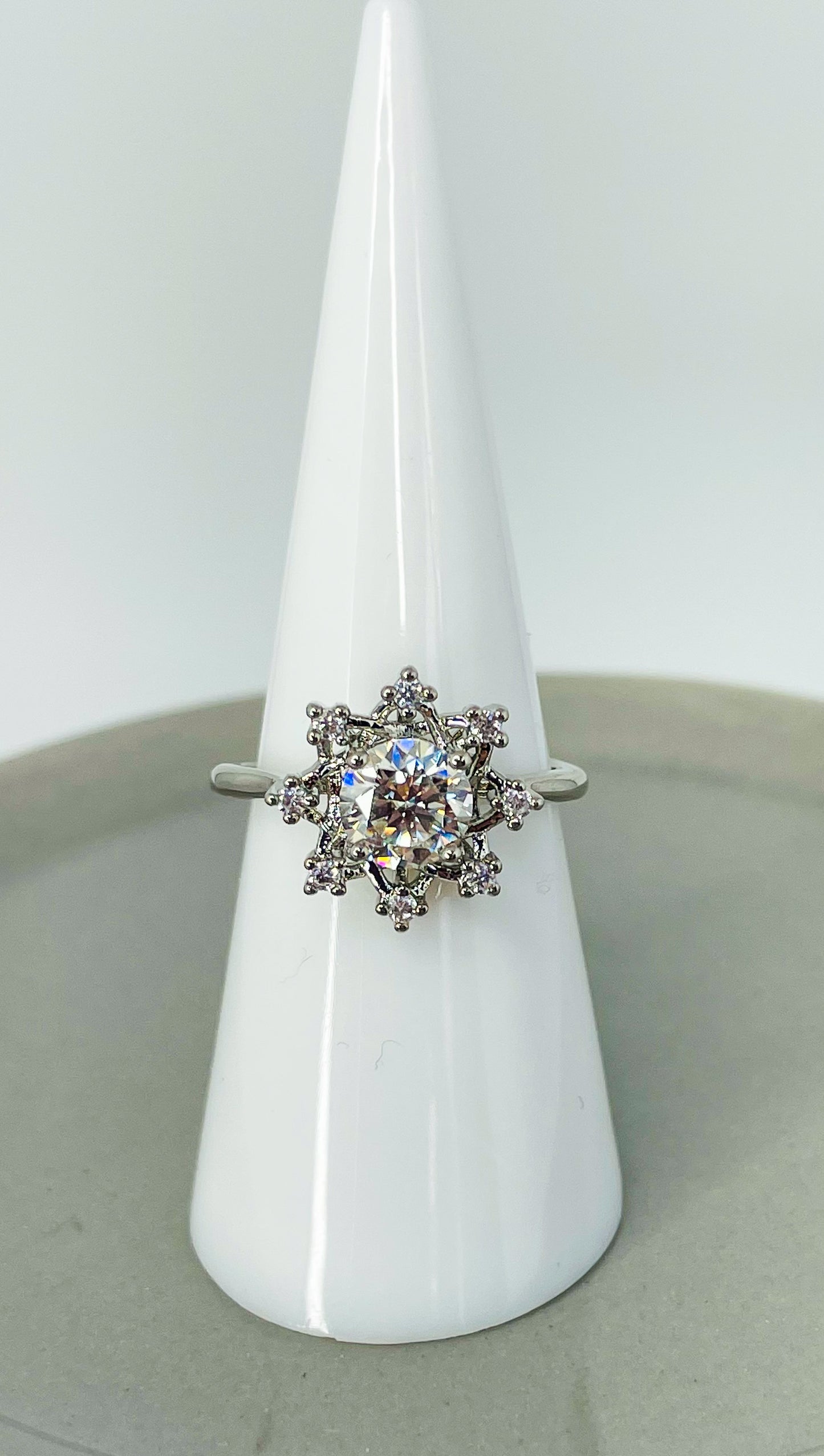 Moissanite Snowflake Silver Ring