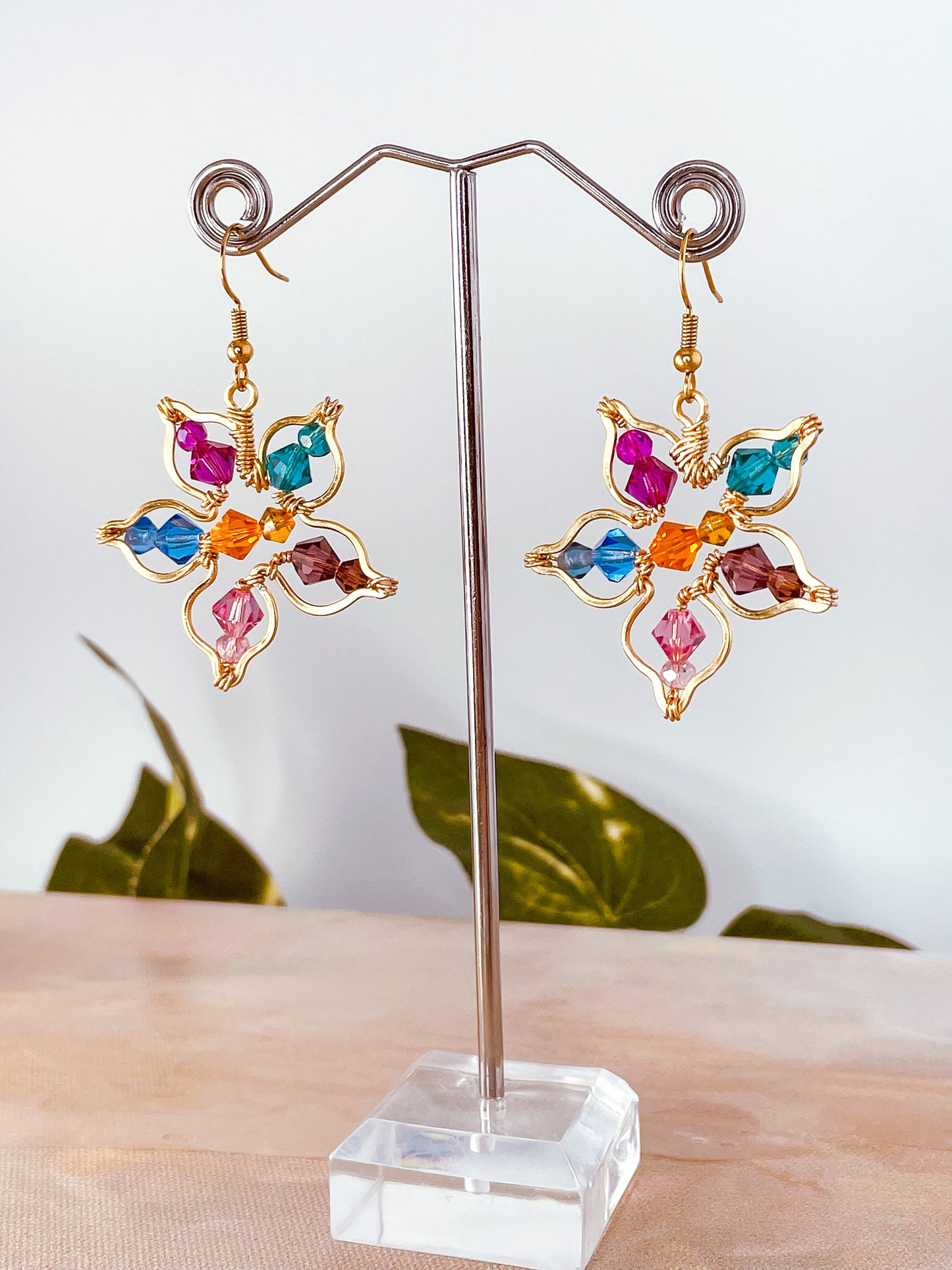 Flower Blossom Wire Wrapped Earrings