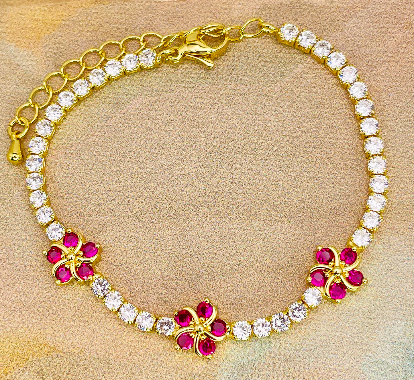 Swarovski Crystals Flower Blossom Gold Bracelet