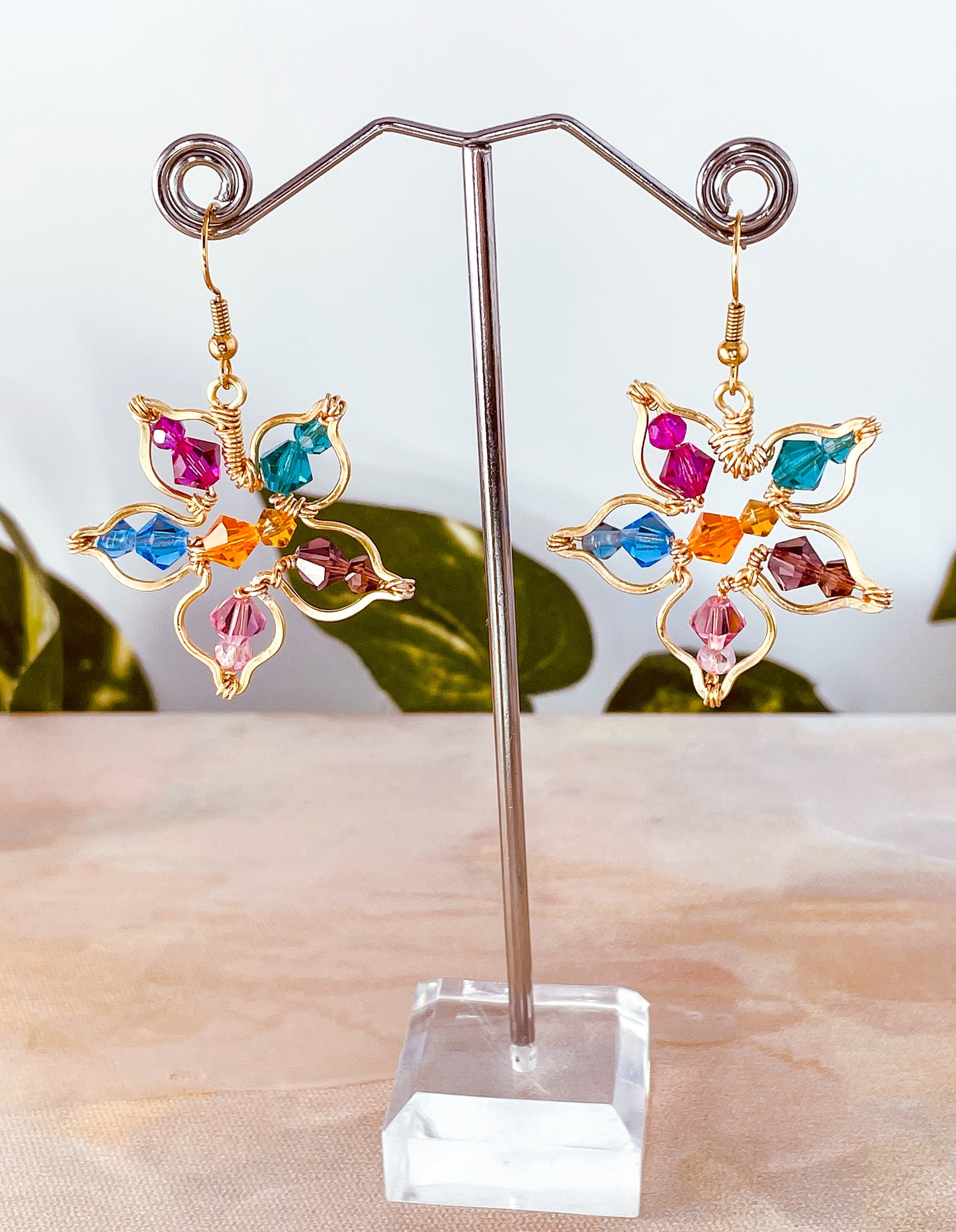 Flower Blossom Wire Wrapped Earrings