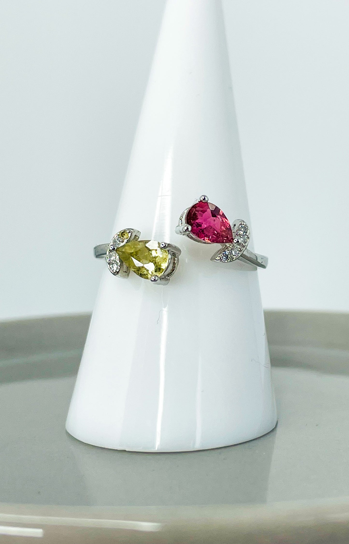 Sterling Silver Natural Tourmaline Petal Wrap Ring