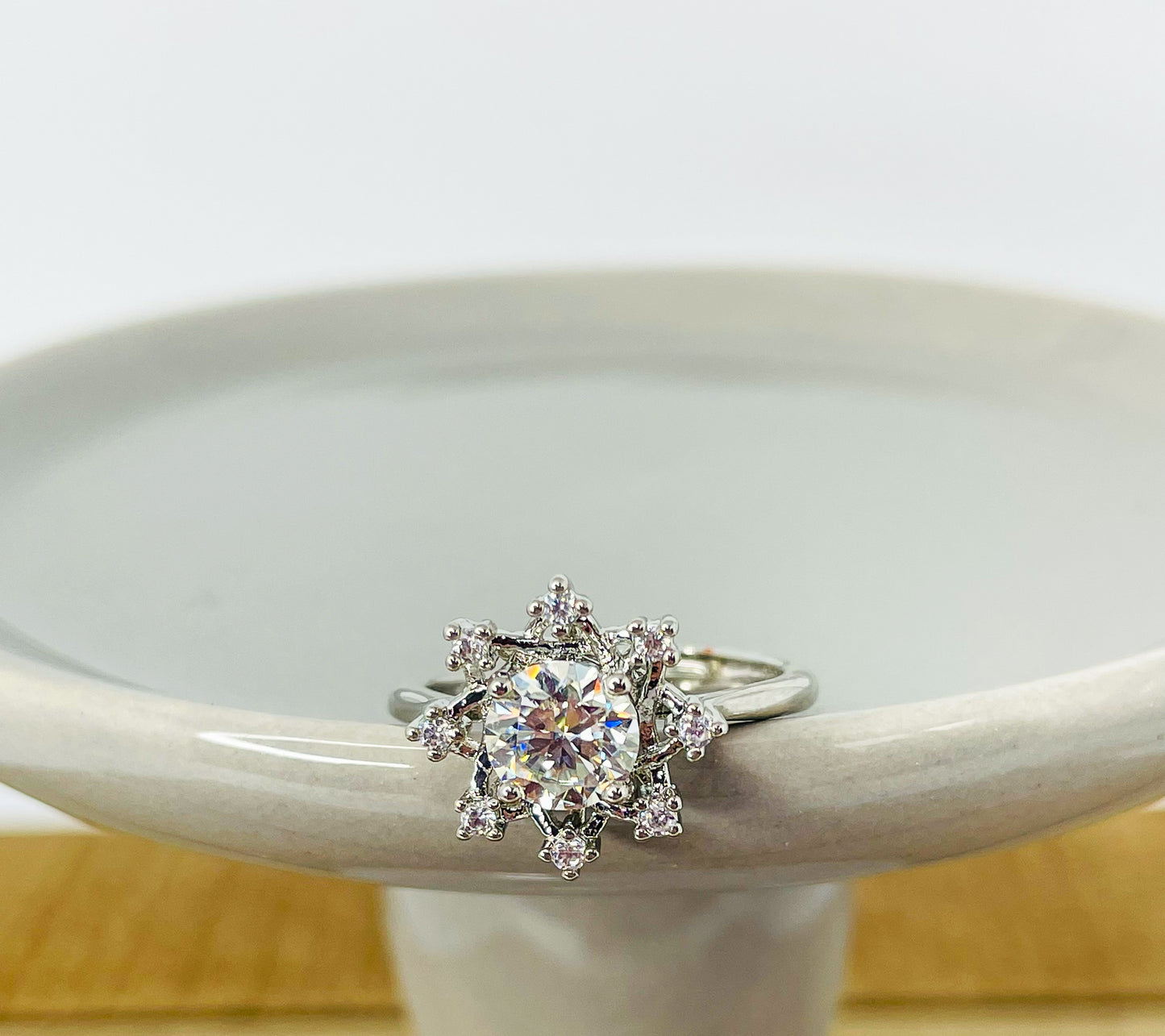 Moissanite Snowflake Silver Ring