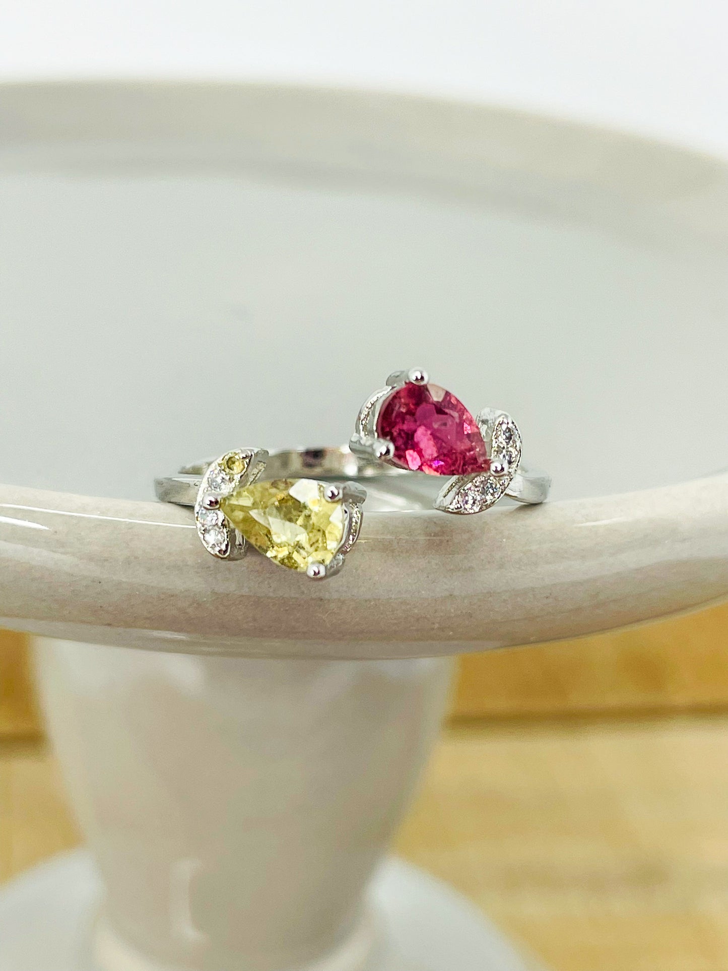 Sterling Silver Natural Tourmaline Petal Wrap Ring